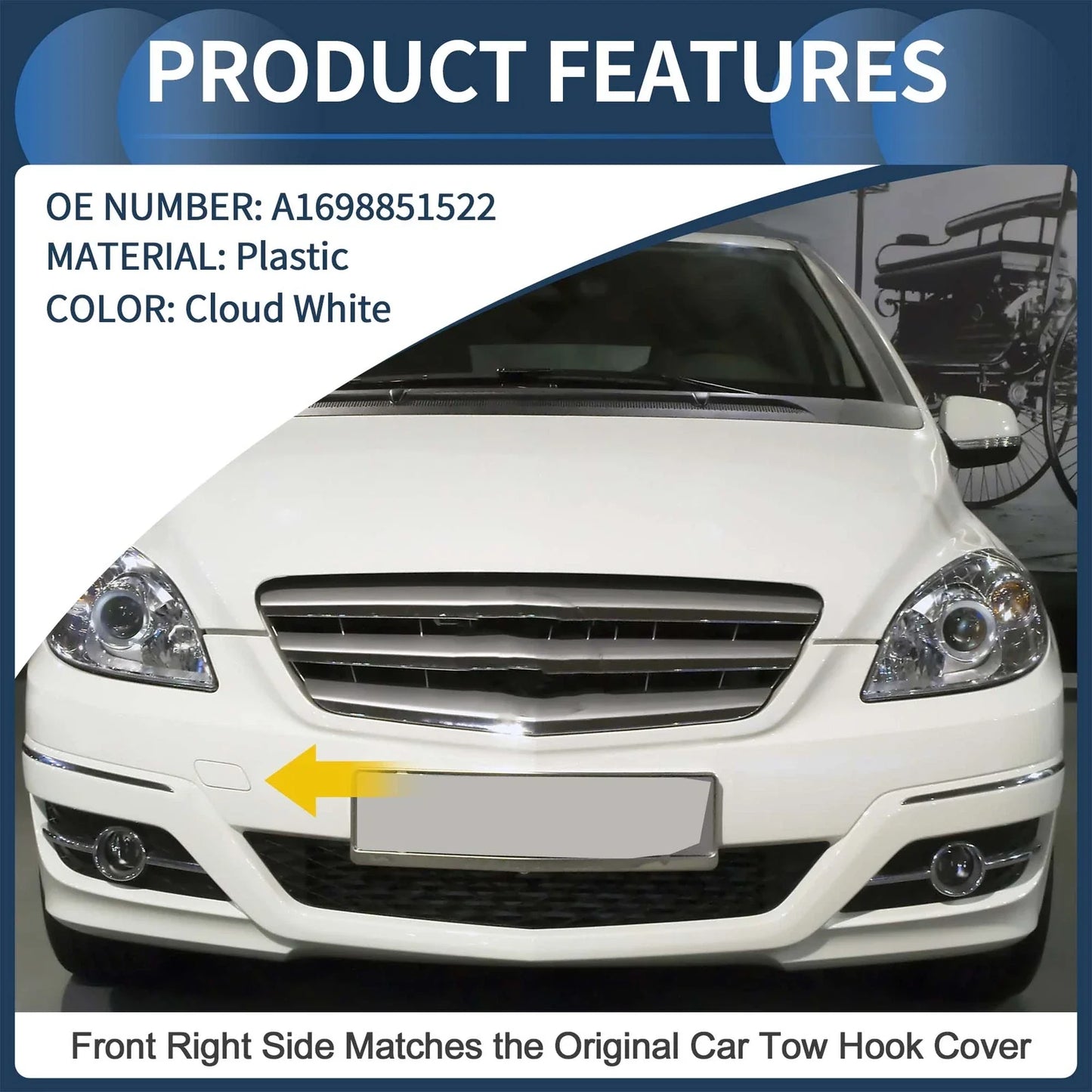 Front Bumper Tow Hook Cover for Mercedes-Benz B-Class (2005-2011)