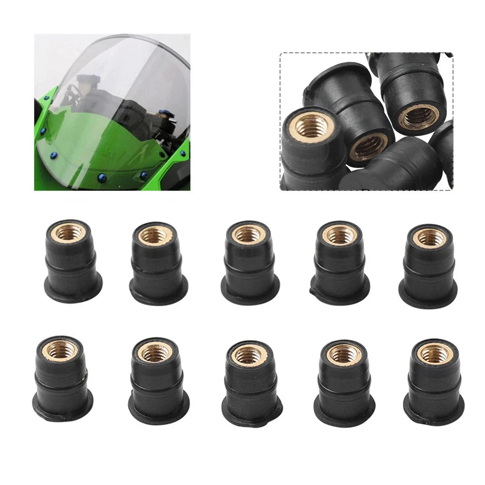 10 x Rubber Motorcycle Windshield Nut M5 Vibration Damper for Fairing