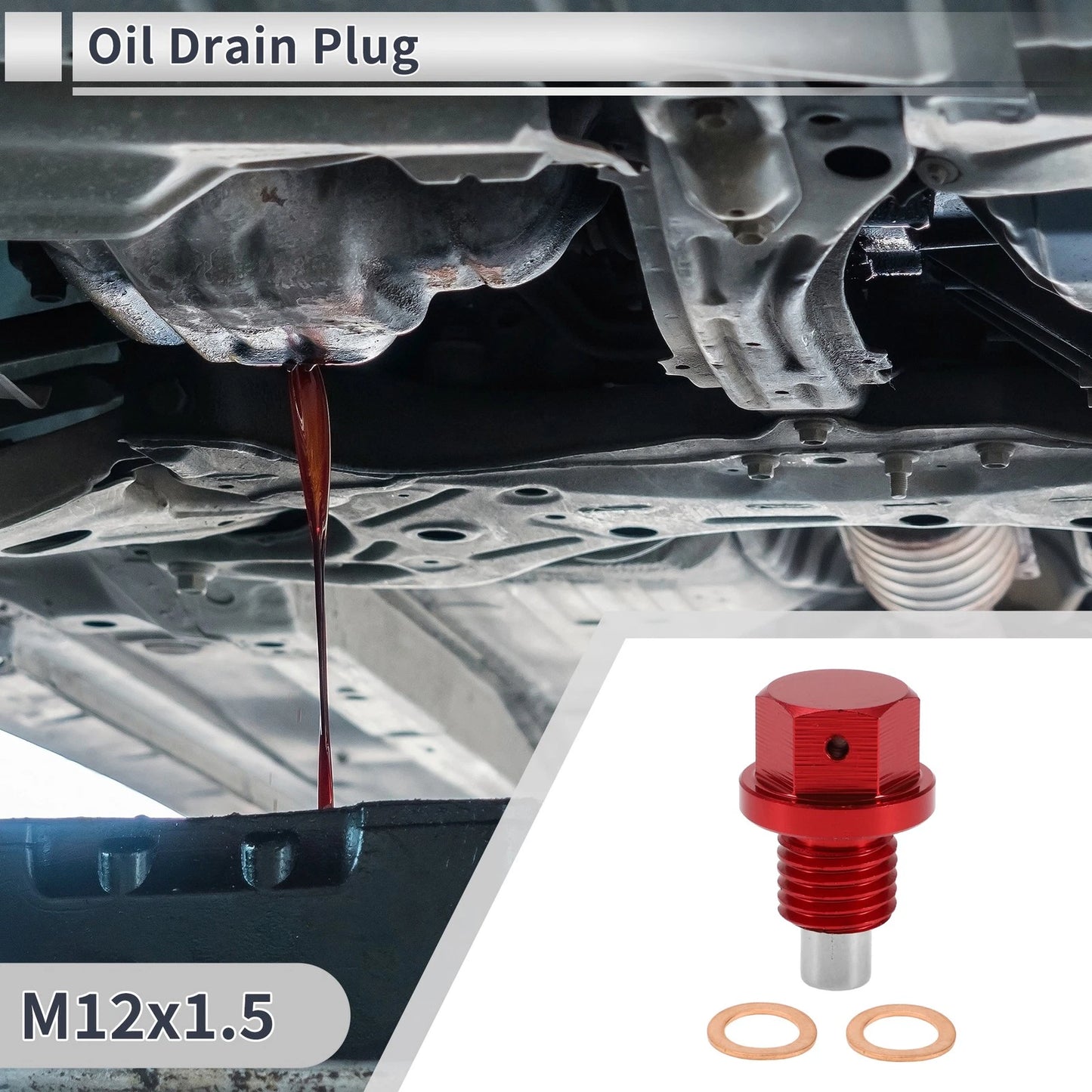 Set of 1 M12x1.5 Engine Oil Drain Plug with Gasket for Car Motorcycle Boat