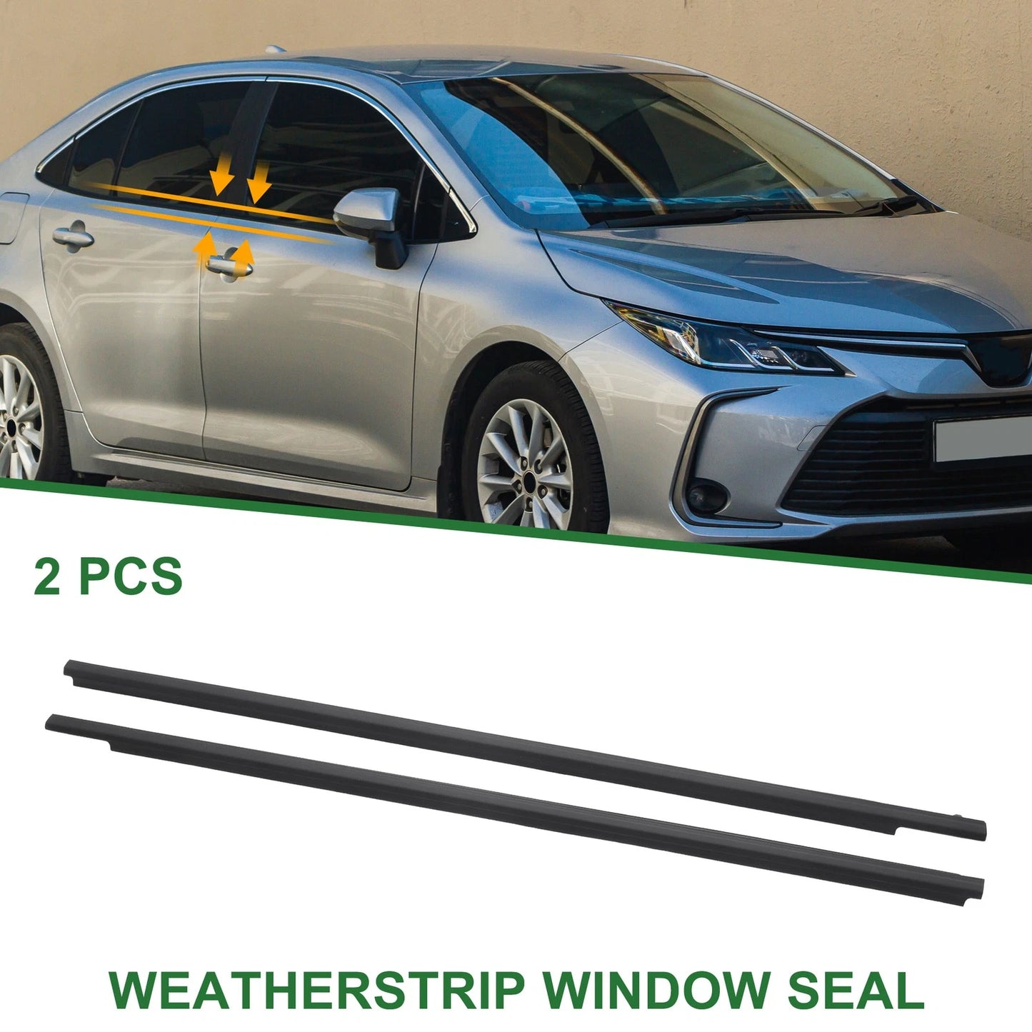 2X Front Left Right Weatherstrip Window Seal No. 7572002170 for Toyota Corolla