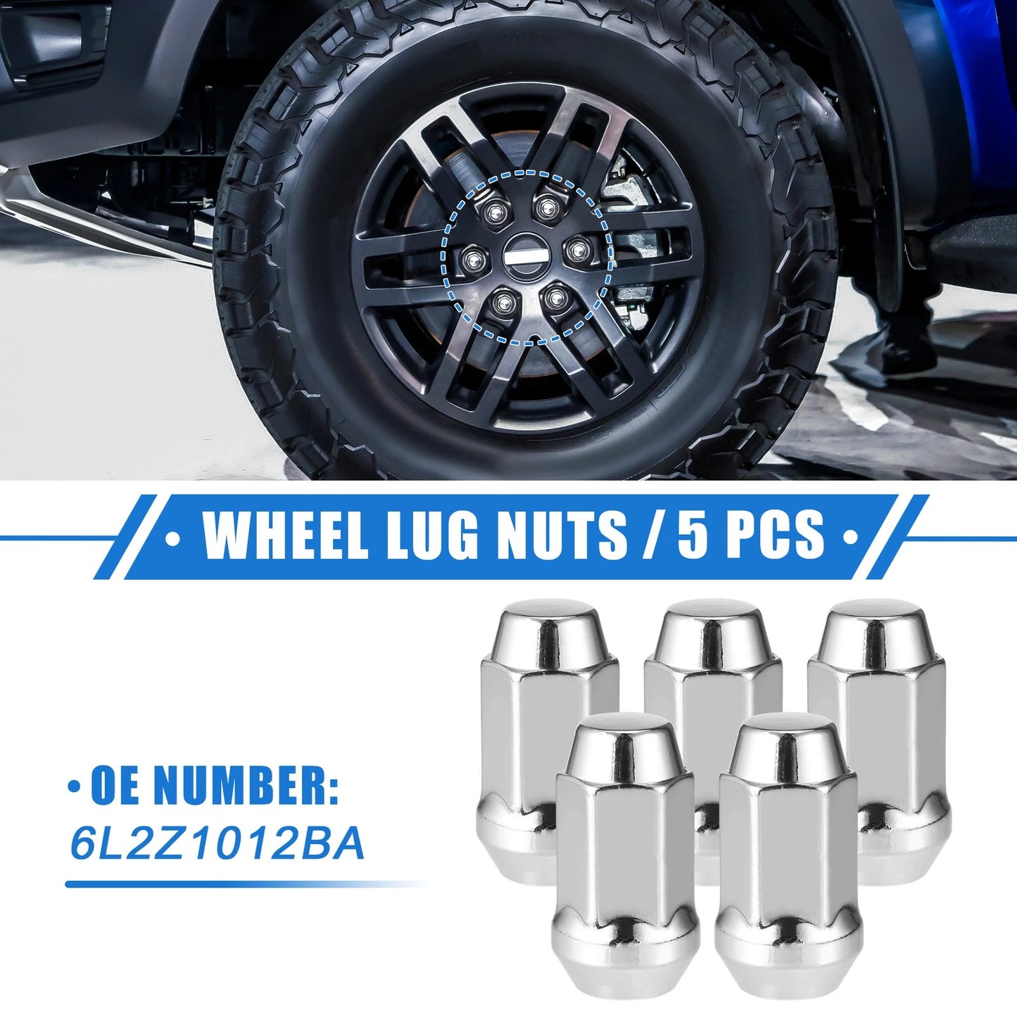 5pcs Wheel Lug Nuts for Ford Explorer, Lincoln MKS (1/2-20)