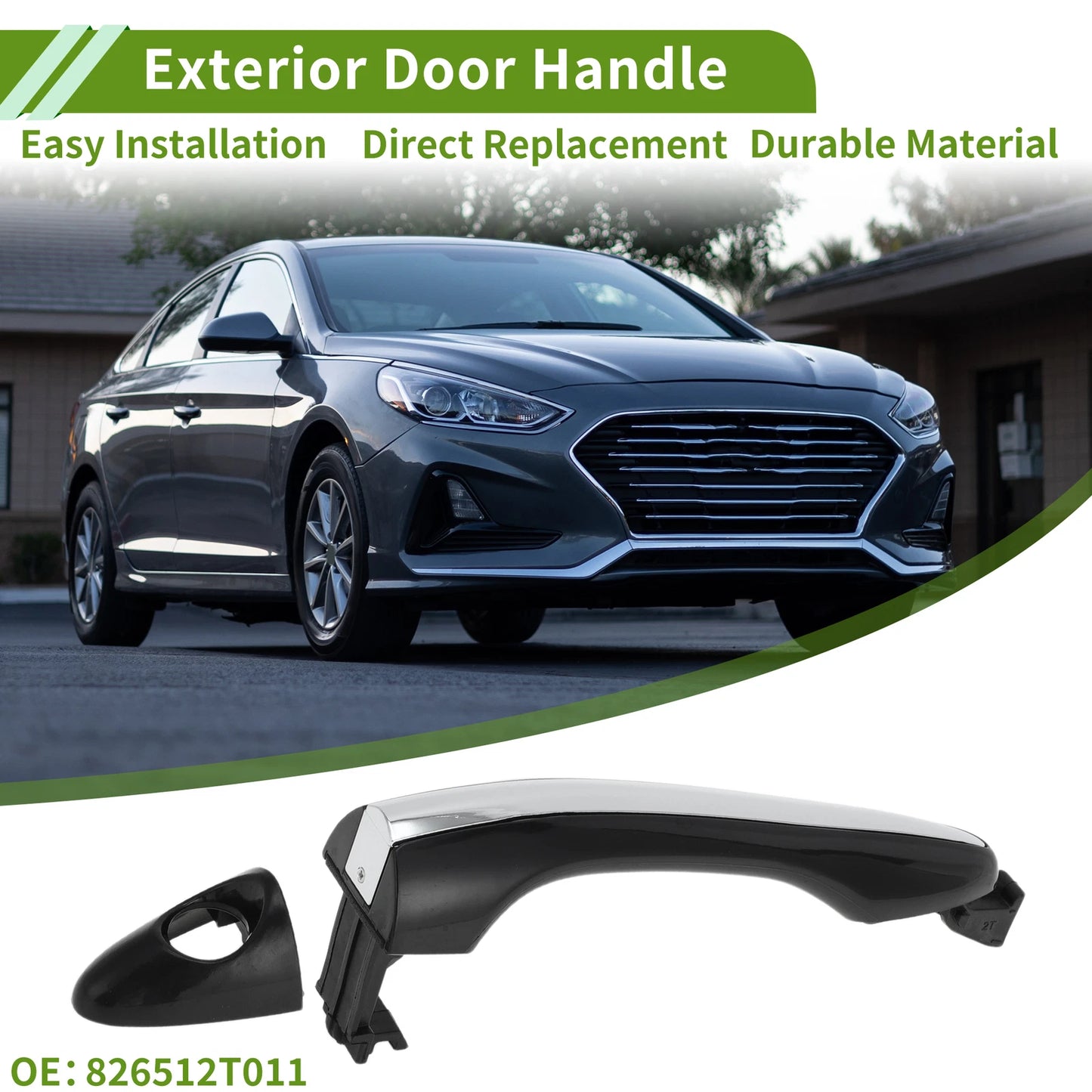 Exterior Door Handle for Hyundai (No. 826512T011) Black Silver Front Left