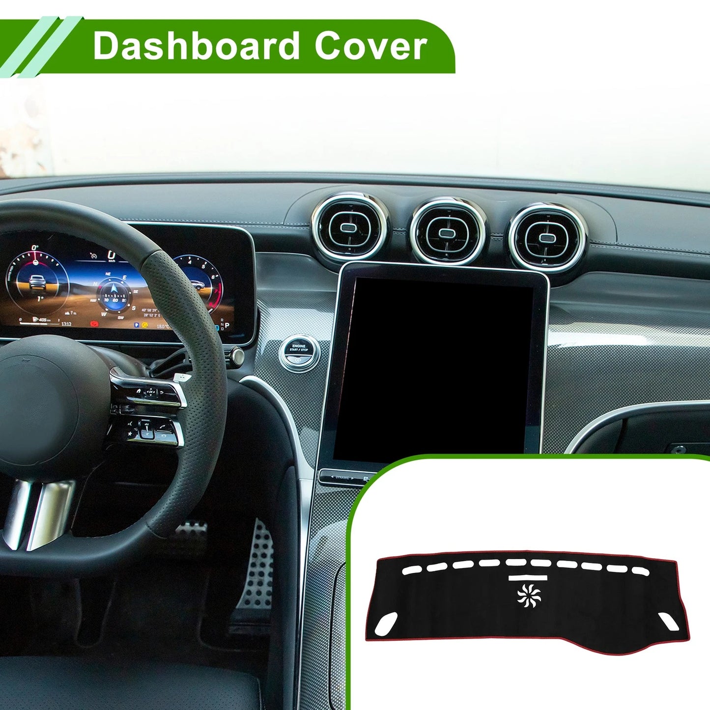 Dashboard Cover Mat for Mercedes A-Class (2013–2017) Black Red