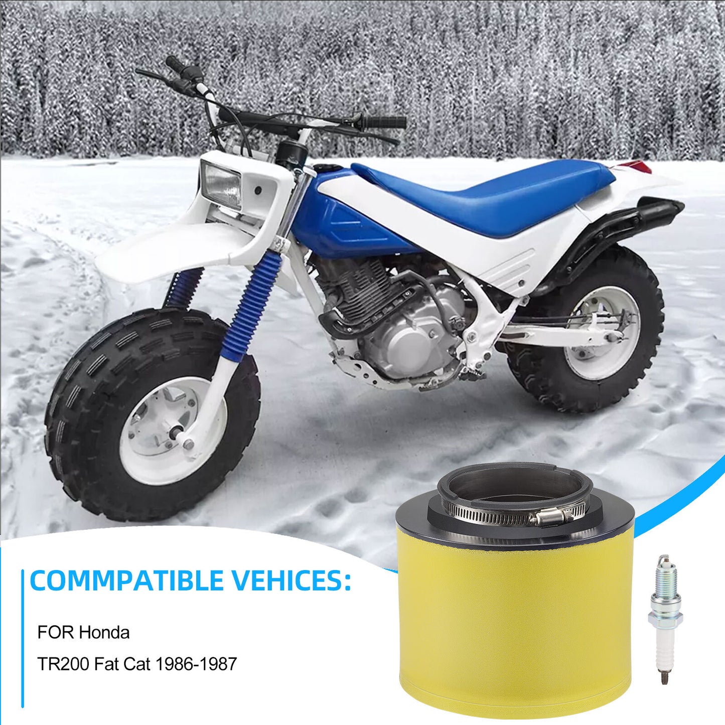 Air Filter and Spark Plug for Honda TR200 Fat Cat (1986–1987)