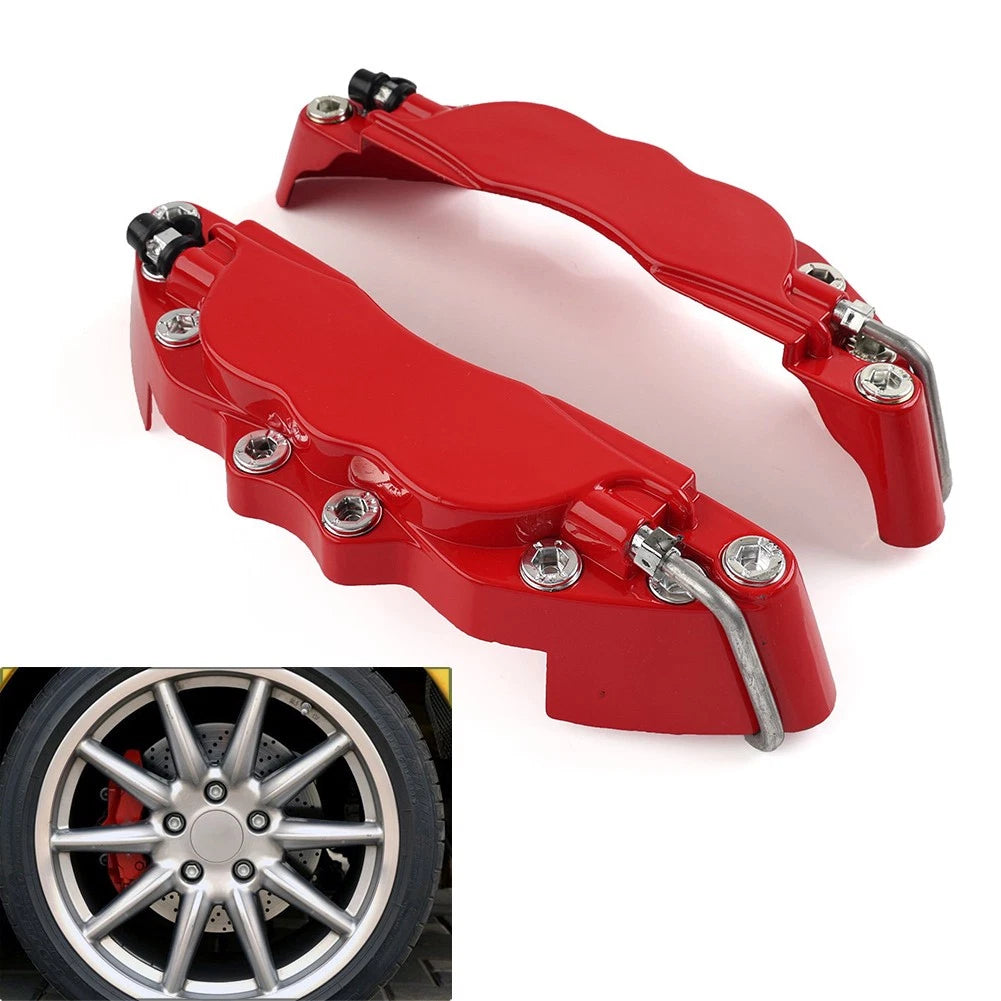 Set of 4 Metal Disc Brake Caliper Covers for Universal Fit (Small Size) Red