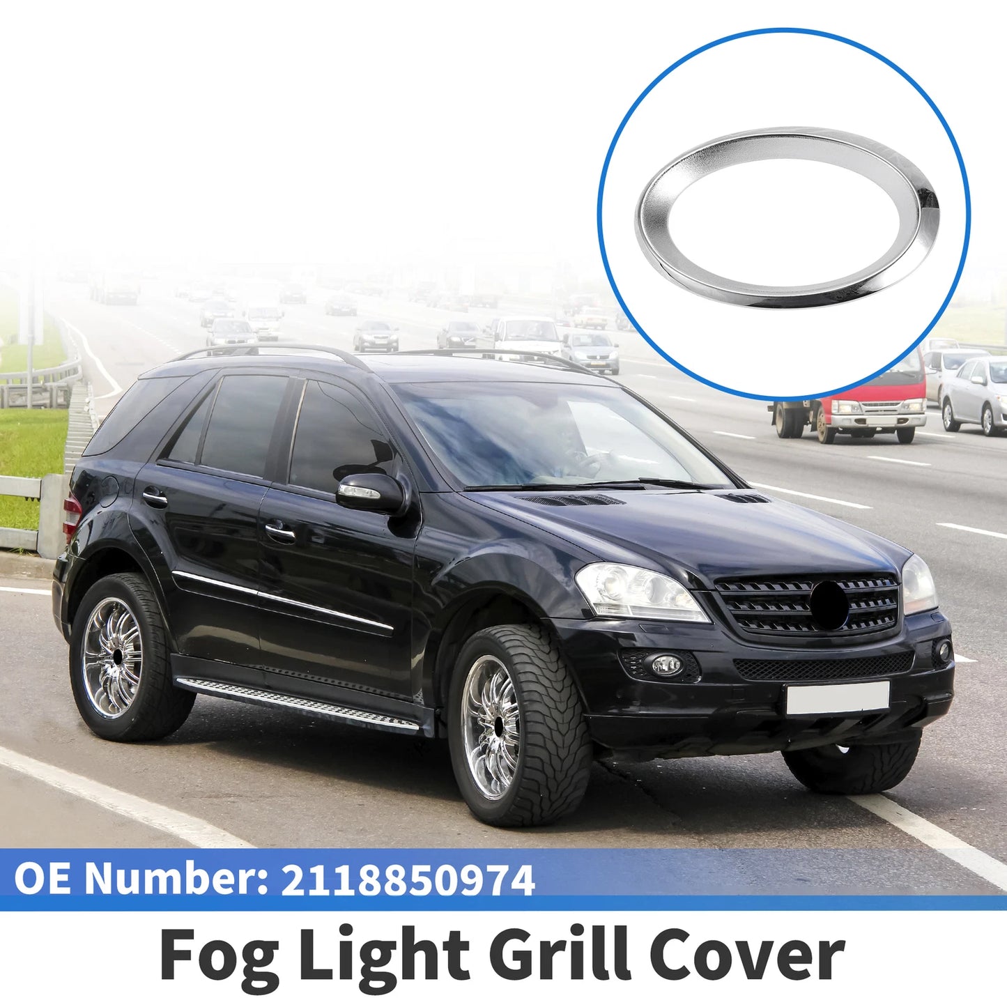 1 Pc Fog Light Grill for Mercedes-Benz (2003–2009) No. 2118850974 Silver Tone
