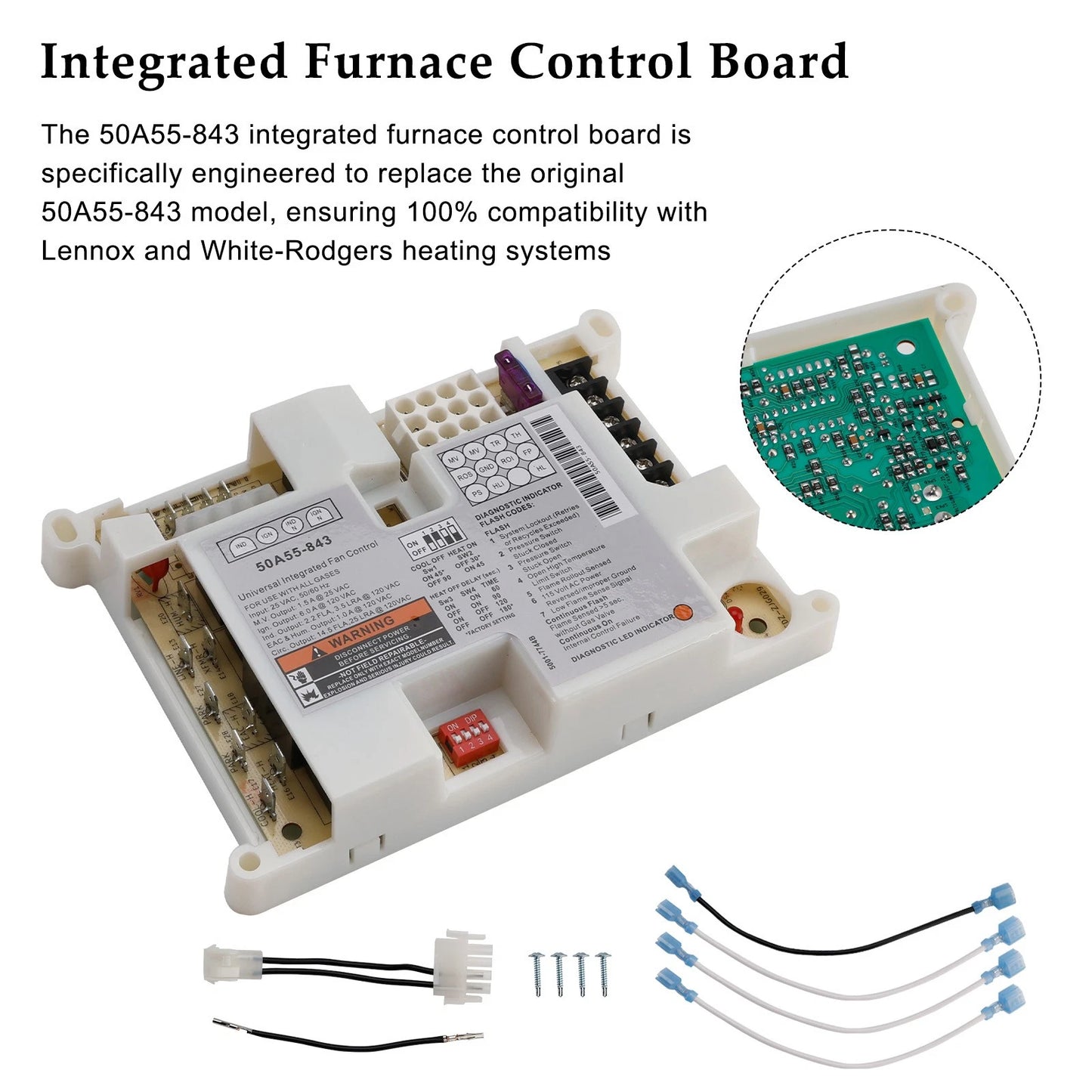 Furnace Control Card for White Rodgers (50A55-843)