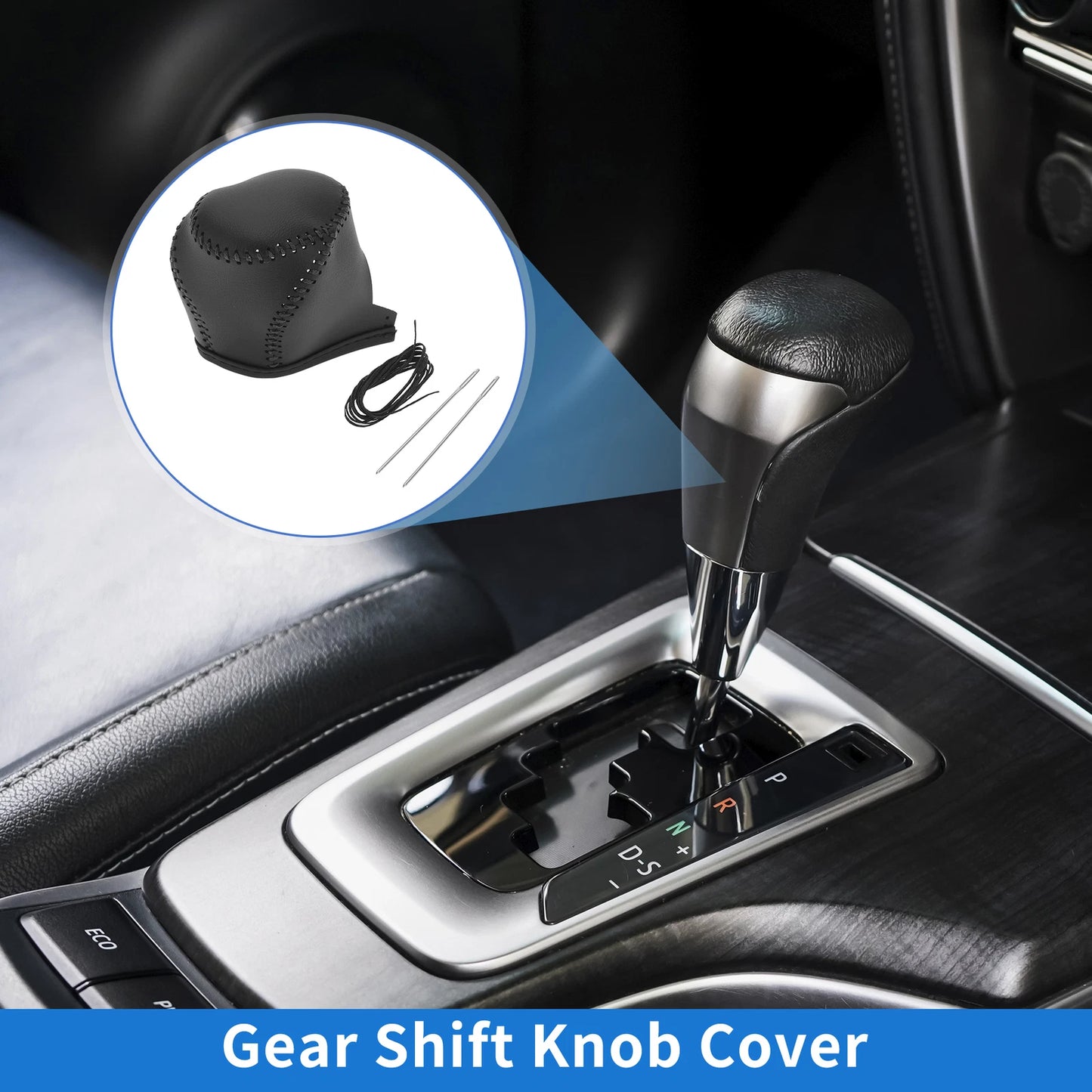 Set of 1 Gear Shift Knob Cover for Toyota CH-R (2017–2021) Black Faux Leather