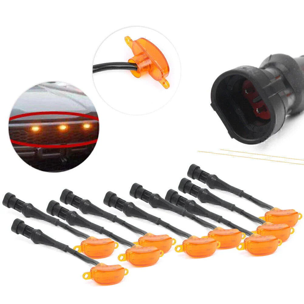 9X Amber Front Grille Bumper Running Lights for Ford F150 (2004-2023)
