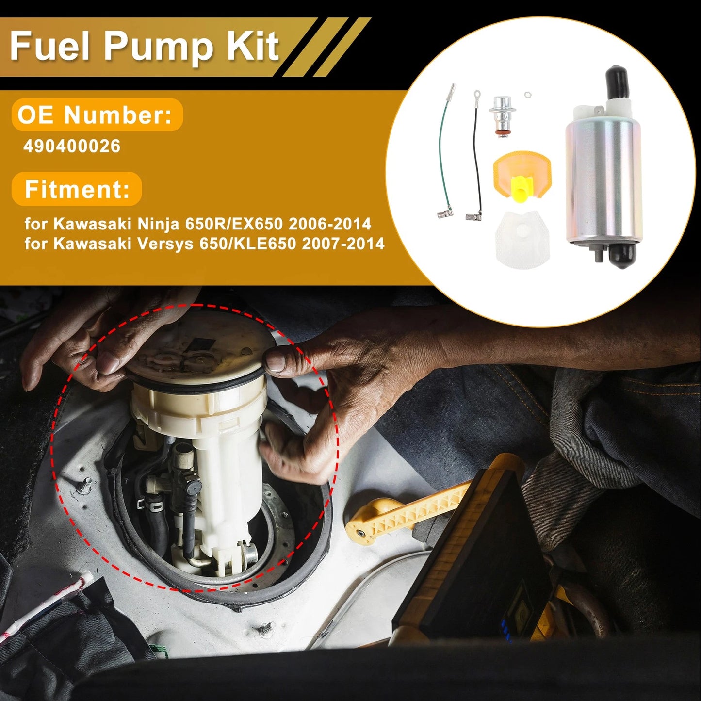 Fuel Pump for Kawasaki Ninja 650R/EX650 (2006–2014) 490400026