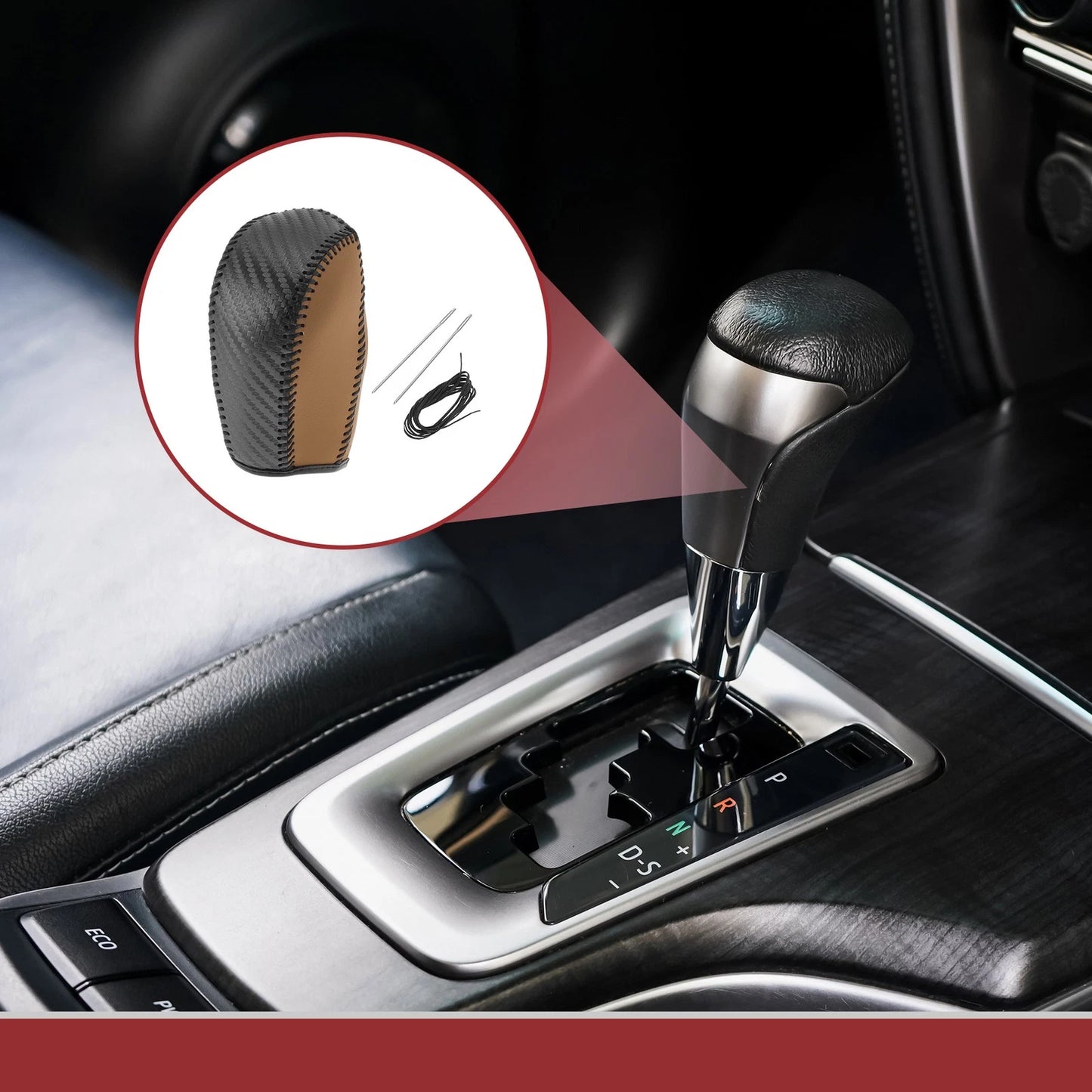 1Pc Gear Shift Knob Cover for Subaru Forester (2014–2017) Black Brown