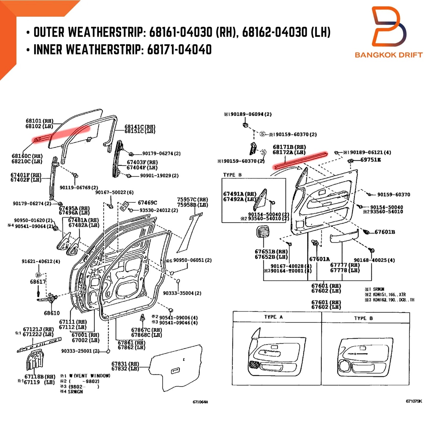 Weatherstrip for Toyota Hilux Ute LN147 LN167 (1997-2004)