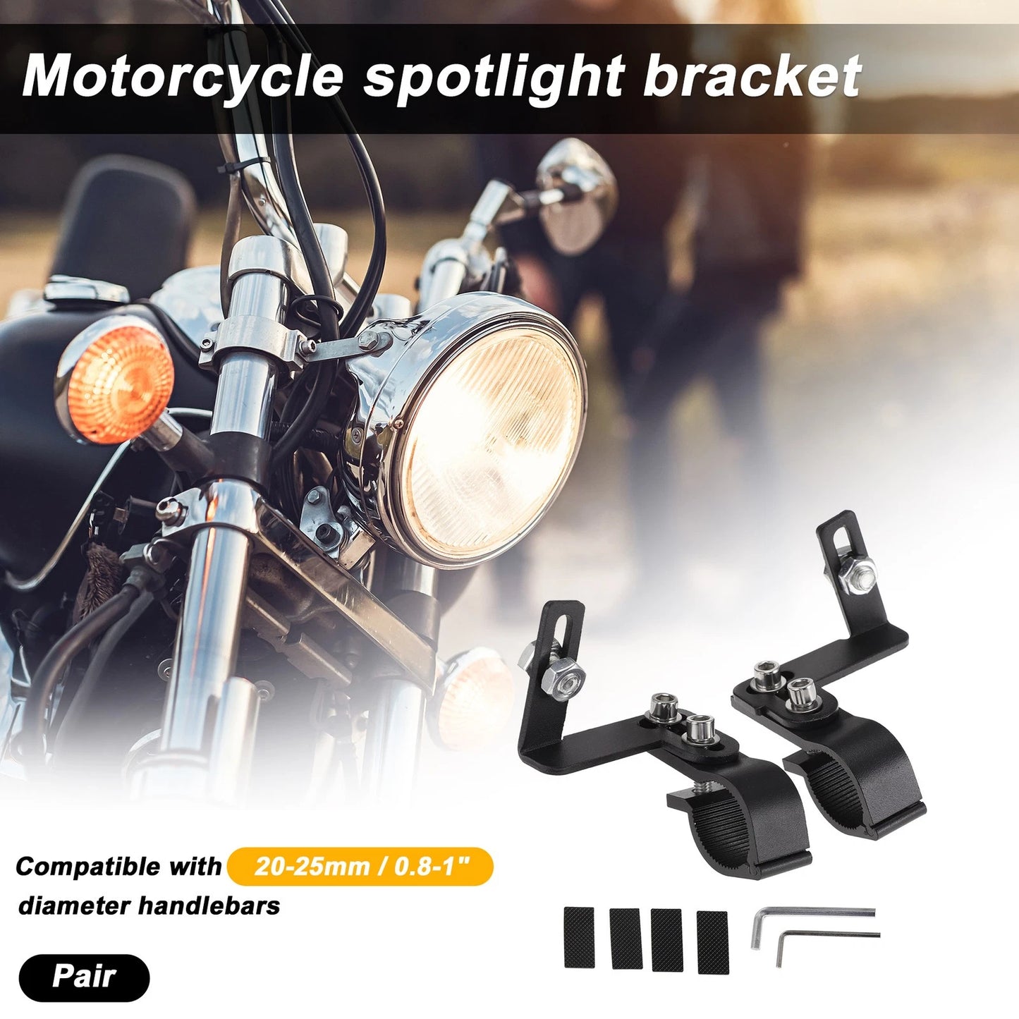 Light Bar Mounting Bracket Set of 2 for Motorcycle (Universal Fit)