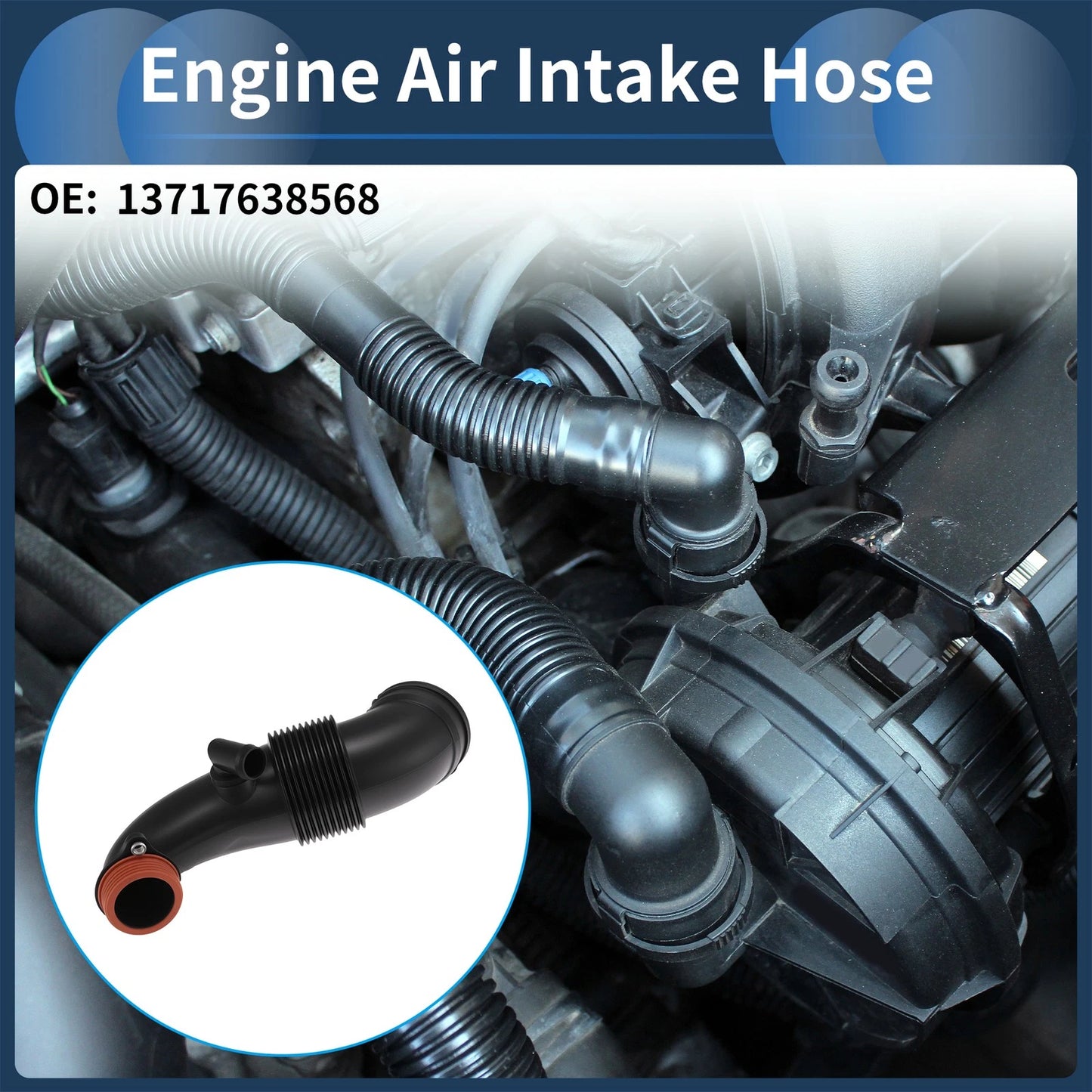 Engine Air Intake Hose for BMW X5 (2014–2018) No. 13717638568 Rubber Metal