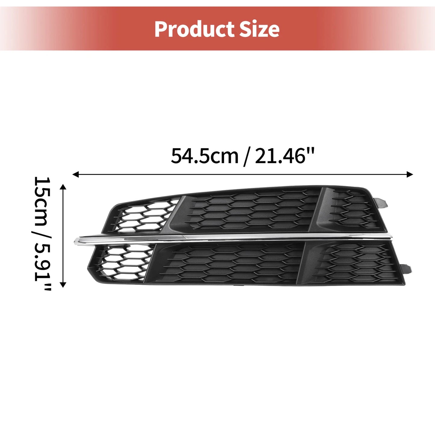 Fog Light Grill for Audi A6 C7 S-Line (2015–2018) Black Silver Tone