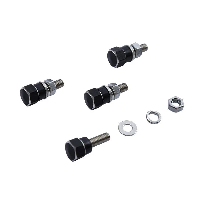 4 x Aluminum Black & Silver Hex License Plate Frame Bolts for Harley Yamaha
