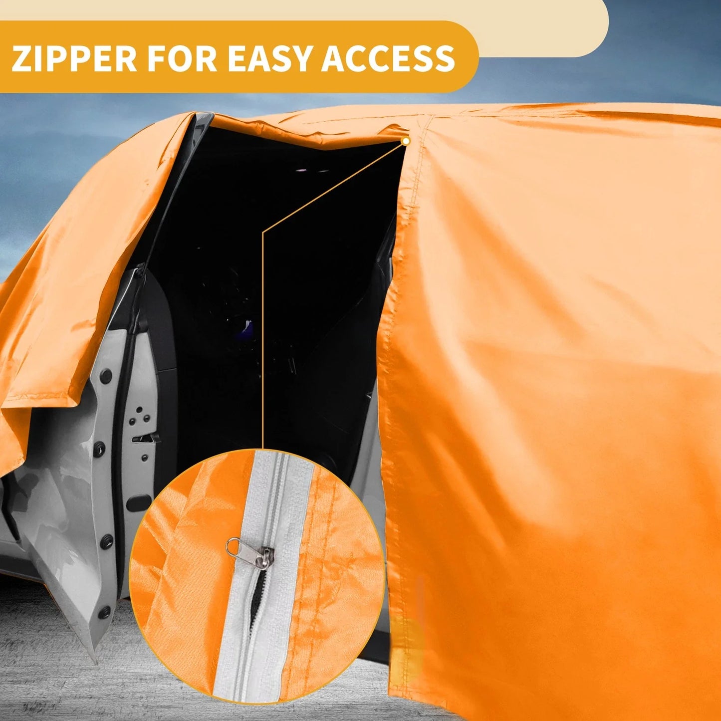 Waterproof All Weather Car Cover for Chevy Silverado (2014-2023) - Orange 210D-PU