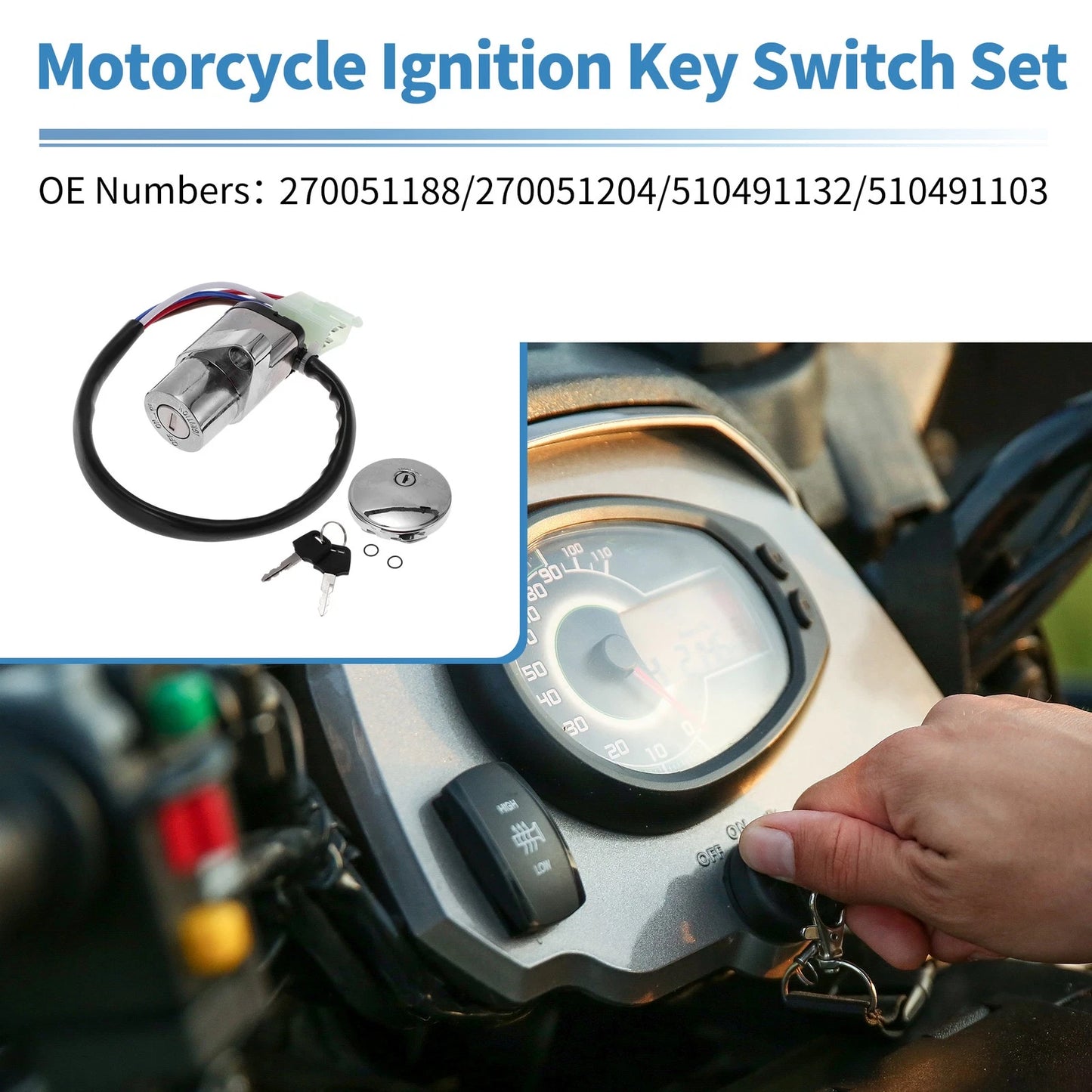 Ignition Key Switch No.270051188 for Kawasaki VN400 Vulcan (1995–1997)
