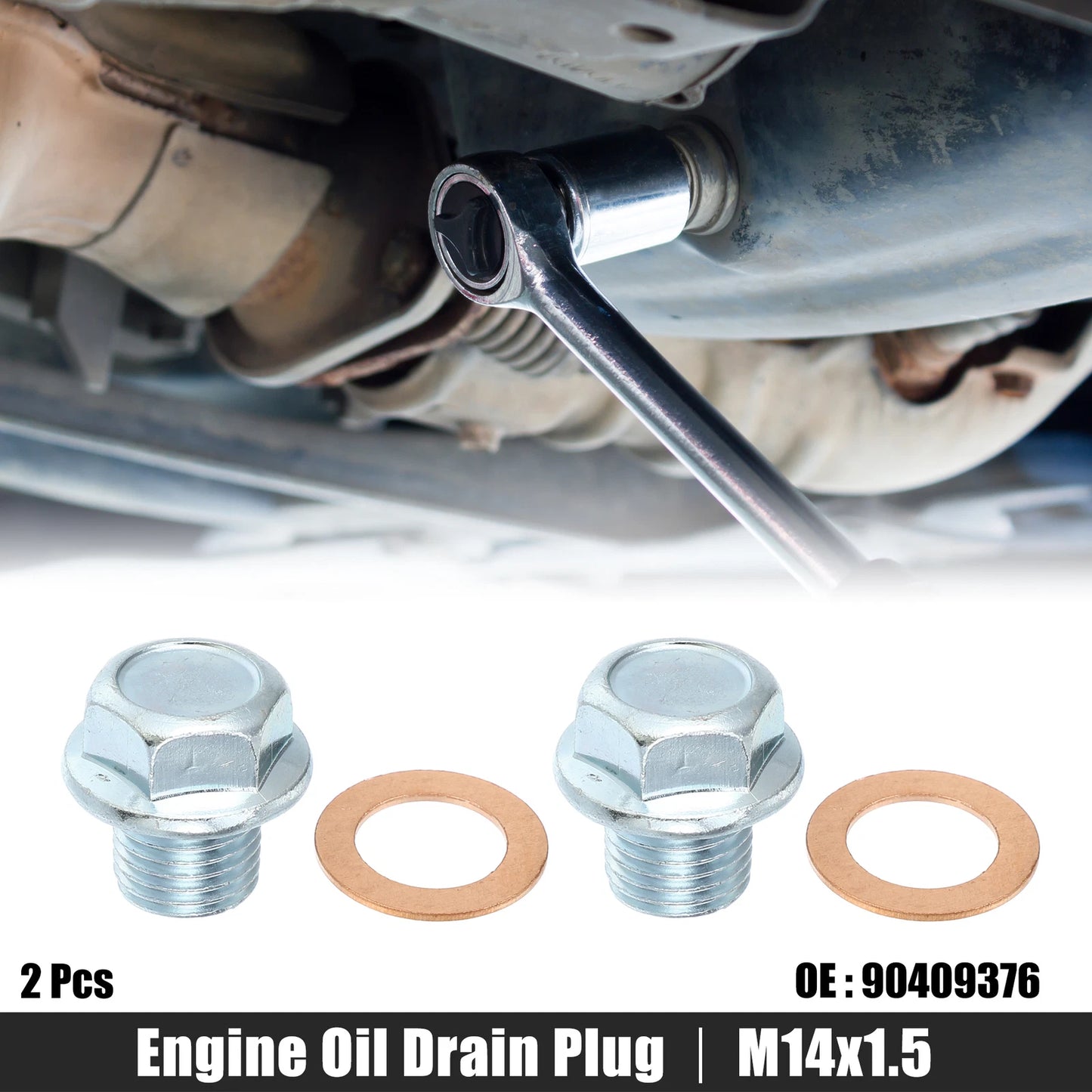 2 Pcs M14x1.5 Engine Oil Drain Plug Screw with Seal Ring for Opel