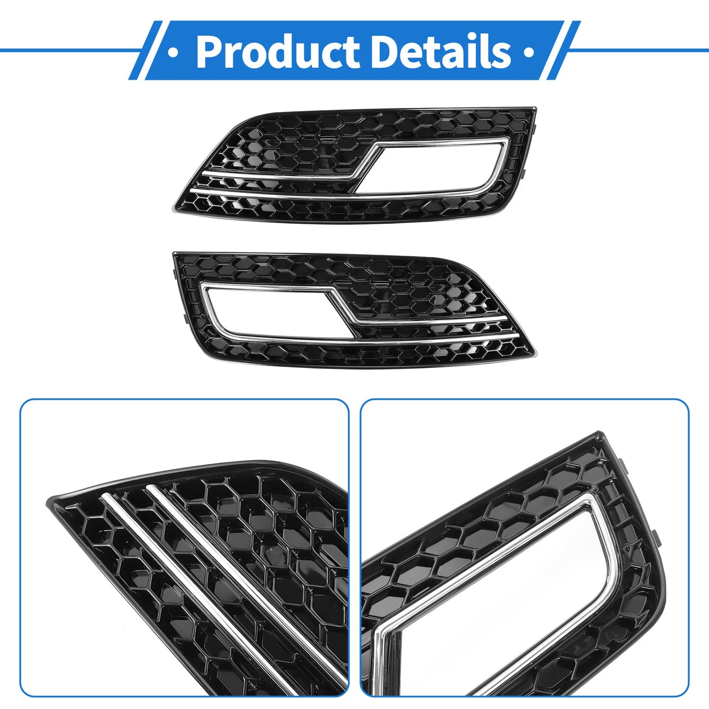 1 Pair Front Fog Light Grill for Audi A4L B9 S4 RS4 (2017–2023) No. 8K0807681K/8K0807682K