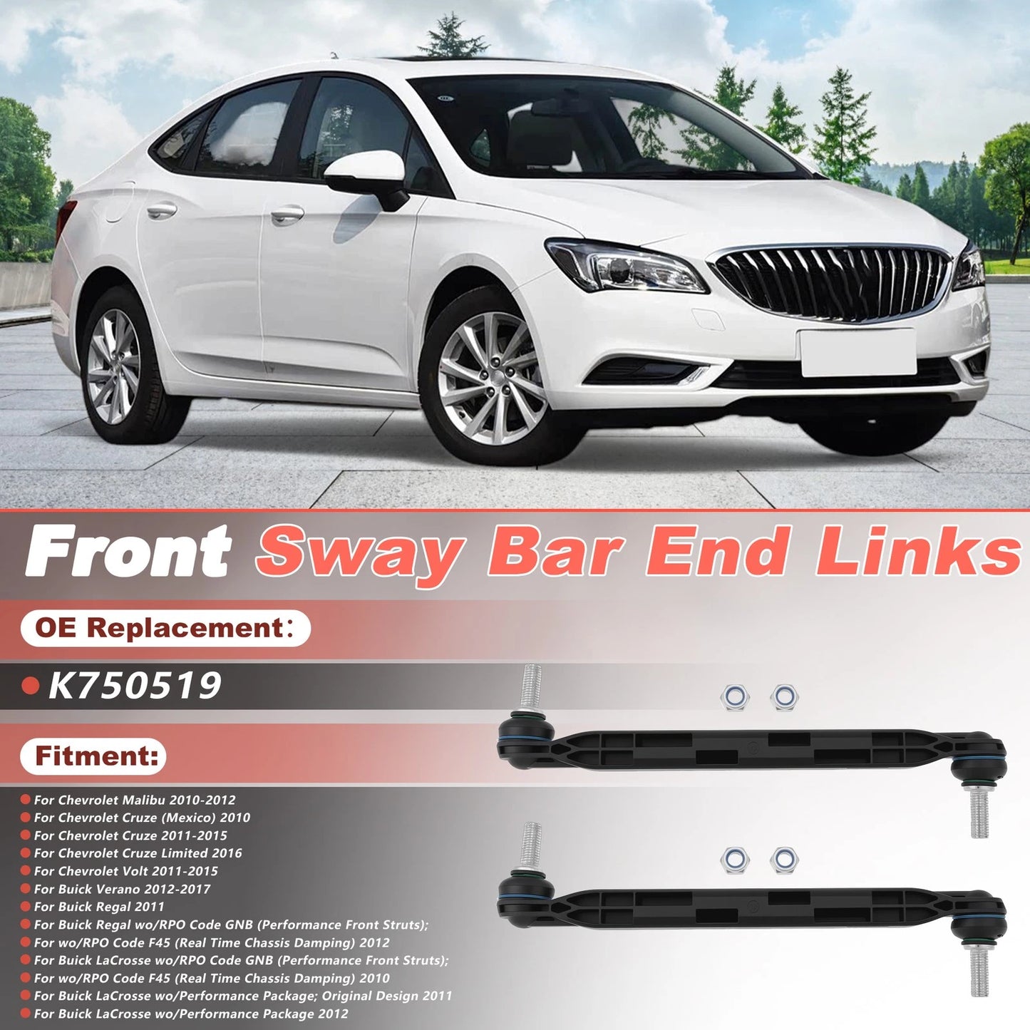 Front Sway Bar Link Ends for Buick LaCrosse Regal, Chevrolet Cruze (K750519)