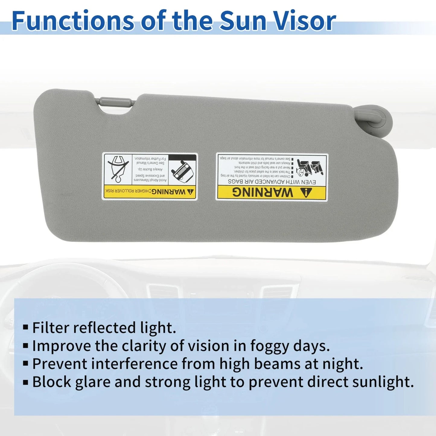 Left Side Sun Visor for Honda CRV 2017-2022 Gray Replacement