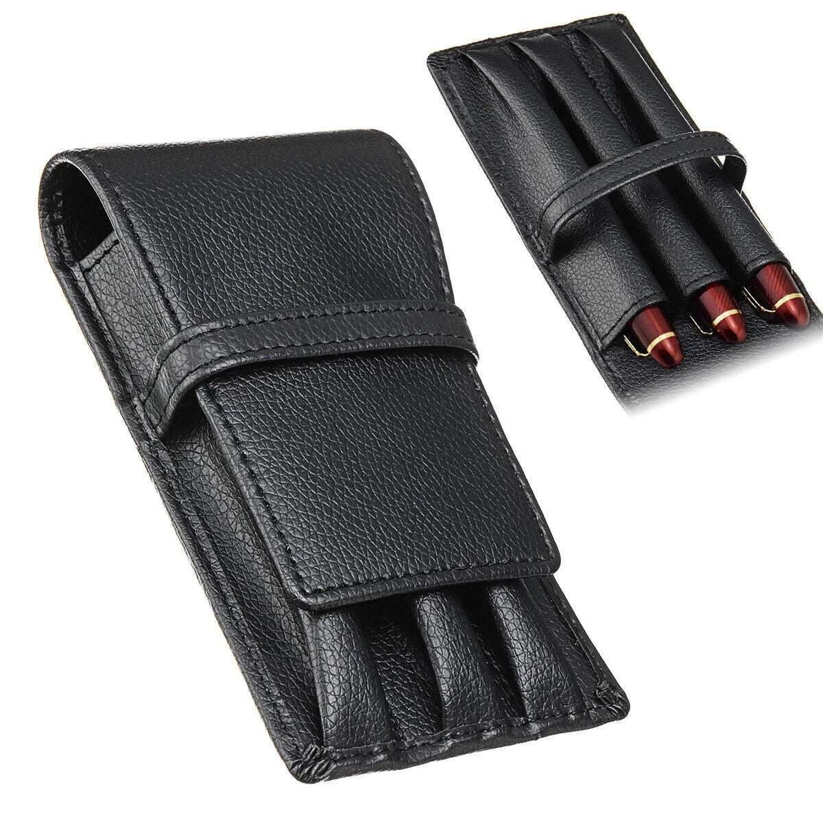 Pens Roller Storage Holder Leather Fountain Pen Case Pouch 3 Holes
