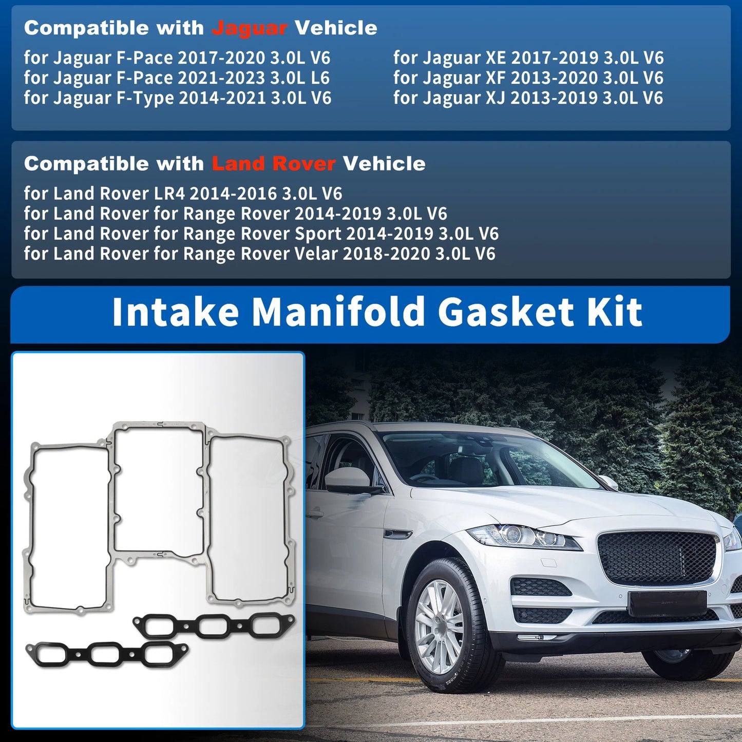 Intake Manifold Gasket Kit for Jaguar F-Type (2014–2021) No.LR041680/C2Z17249