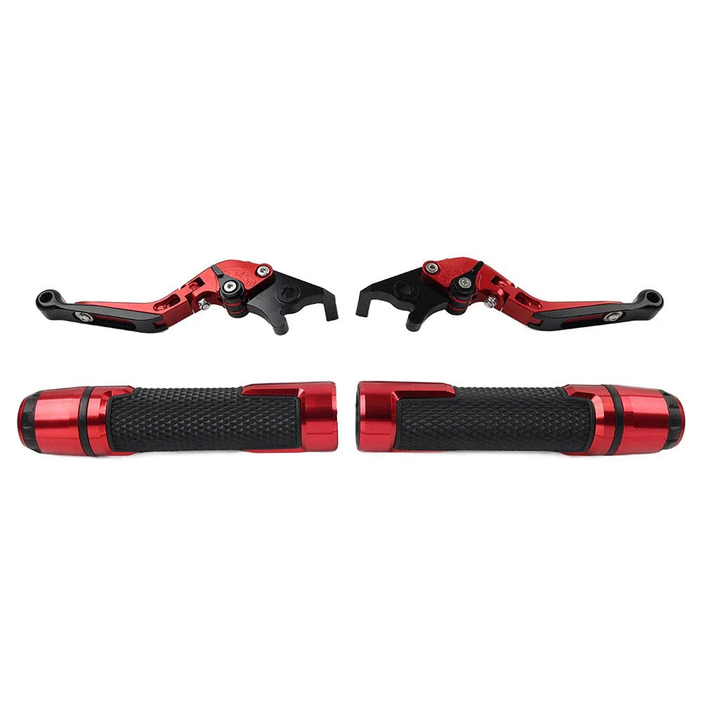 Red Extendable Brake Clutch Levers & Handlebar Grips for Kawasaki Z900RS (2018-2023)
