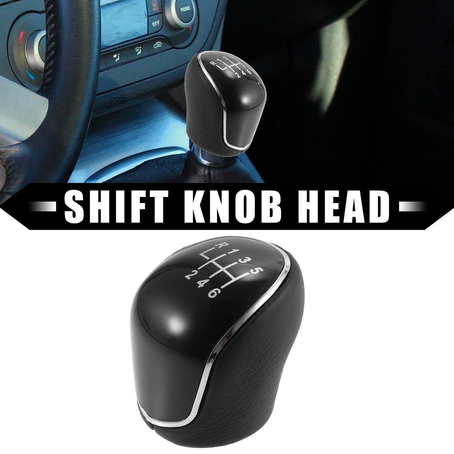 6 Speed Manual Shift Knob for Ford Mondeo MK3 (2000–2007) ABS Faux Leather Black