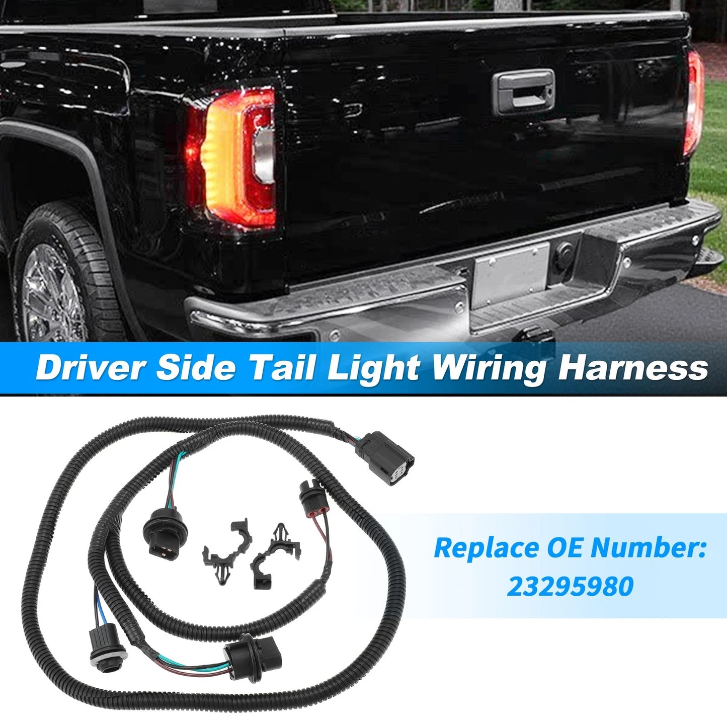Tail Light Bulb Socket Wiring Harness for GMC Sierra 1500 2500 3500 (No.23295980)