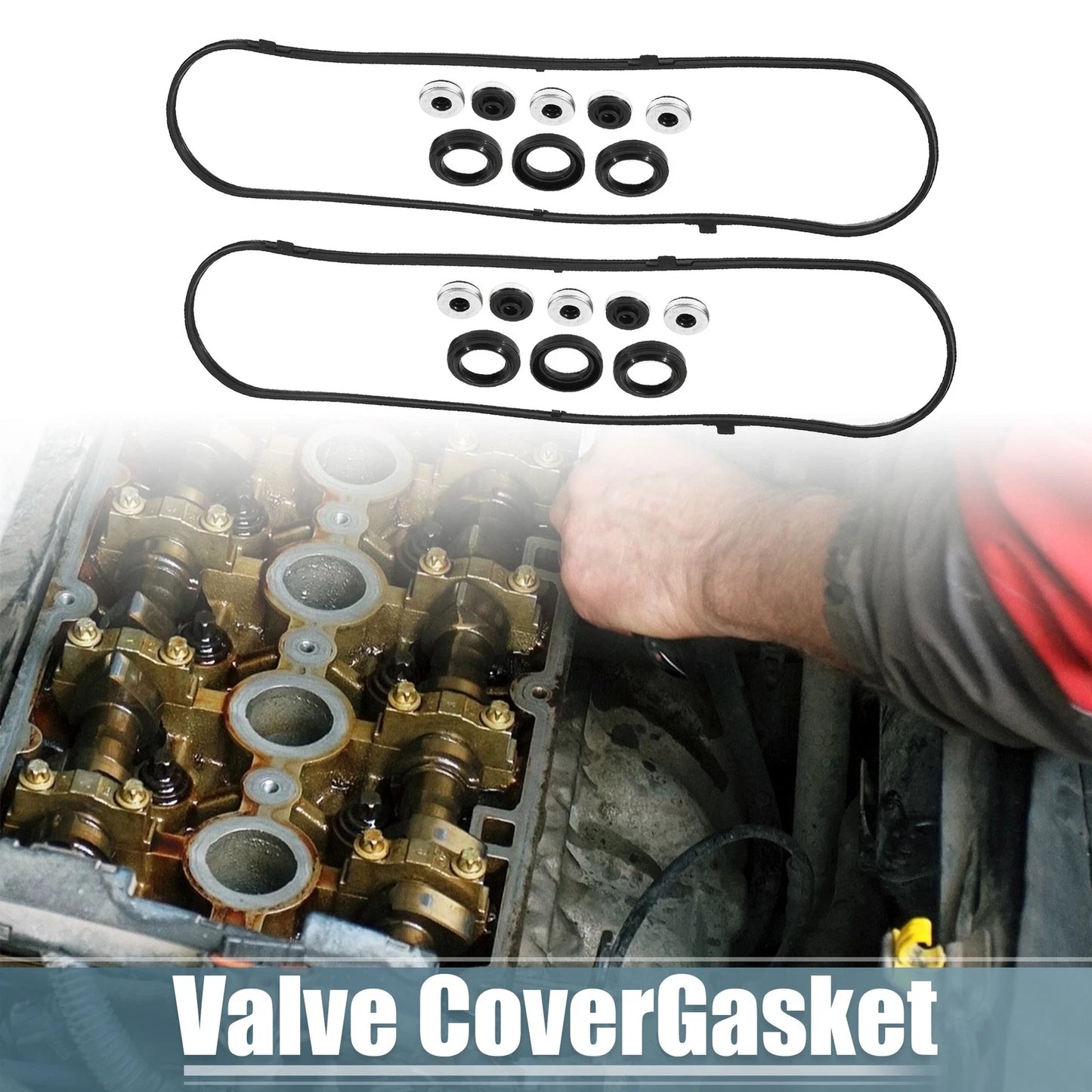 Set of 2 Valve Cover Gaskets for Honda Odyssey (2005–2009) VS50607R Rubber Black