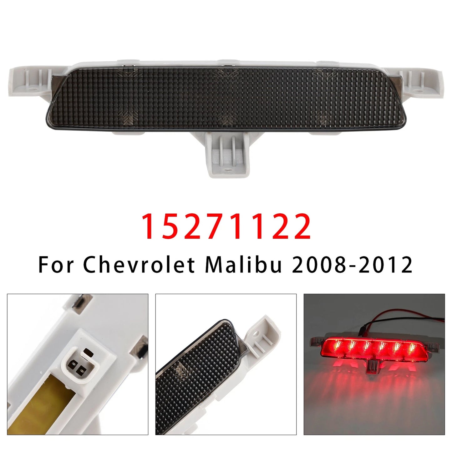 Rear High Mount Third Brake Light for Chevrolet Malibu (2008–2012) Black
