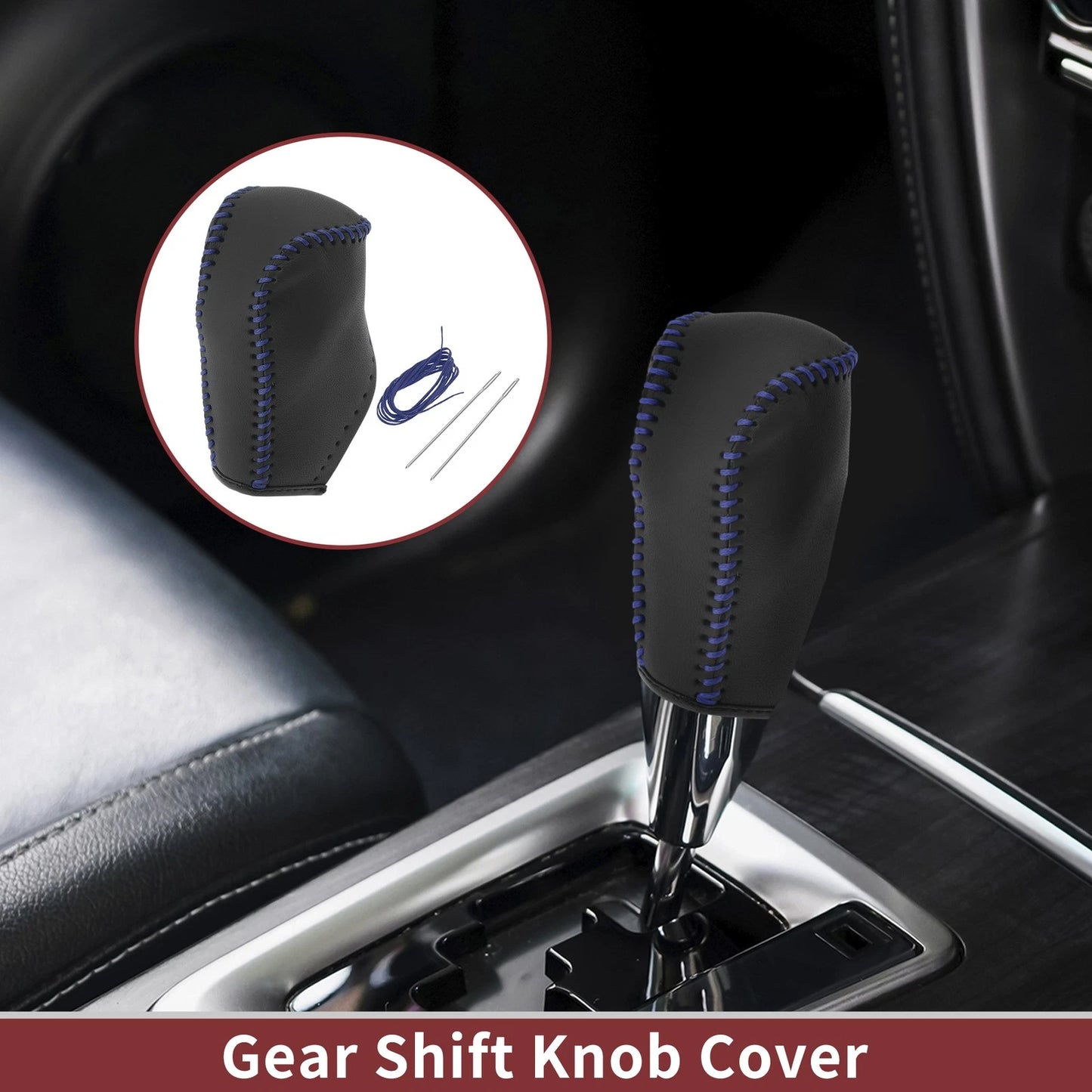 1Pc Gear Shift Knob Cover for Toyota Corolla (2014–2018) Blue Faux Leather