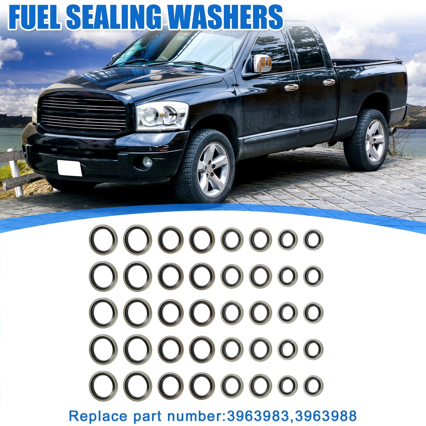 Set of 1 Car Fuel Sealing Washers No.3963988/3963983 for Dodge 5.9L 6.7L (12V 24V)