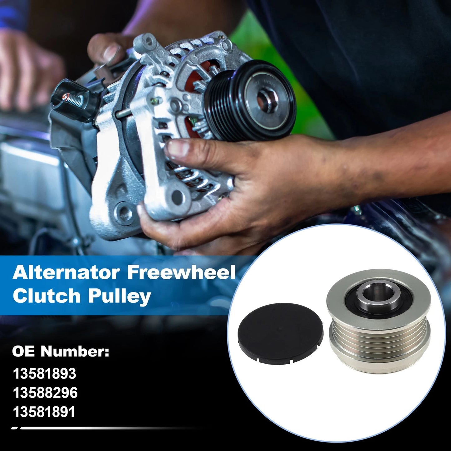 Set of 1 Alternator Freewheel Clutch Pulley for Buick Encore (2013–2015) 13581893