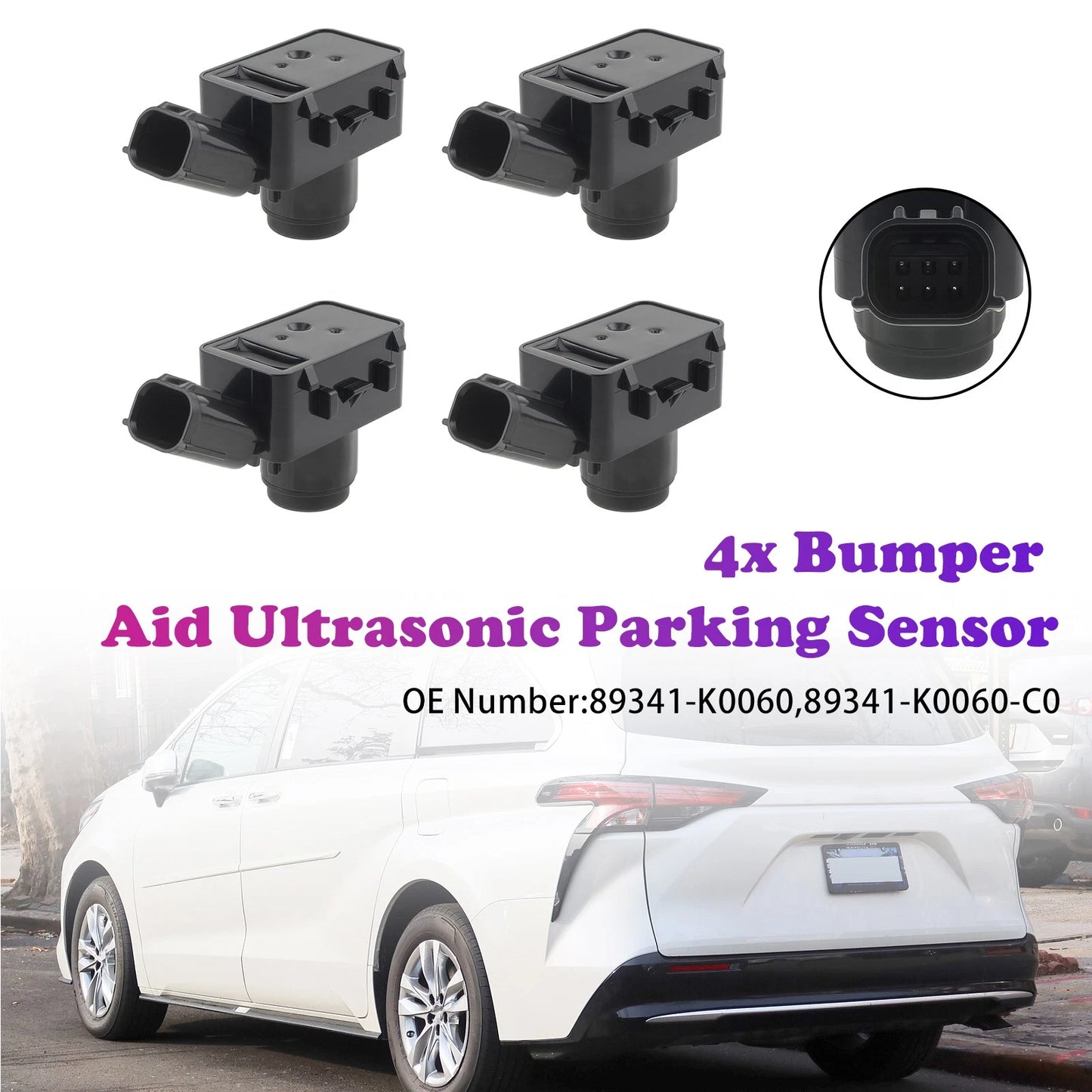 4X Bumper Aid Ultrasonic Parking Sensor 89341-K0060 for Toyota Sienna (2021)
