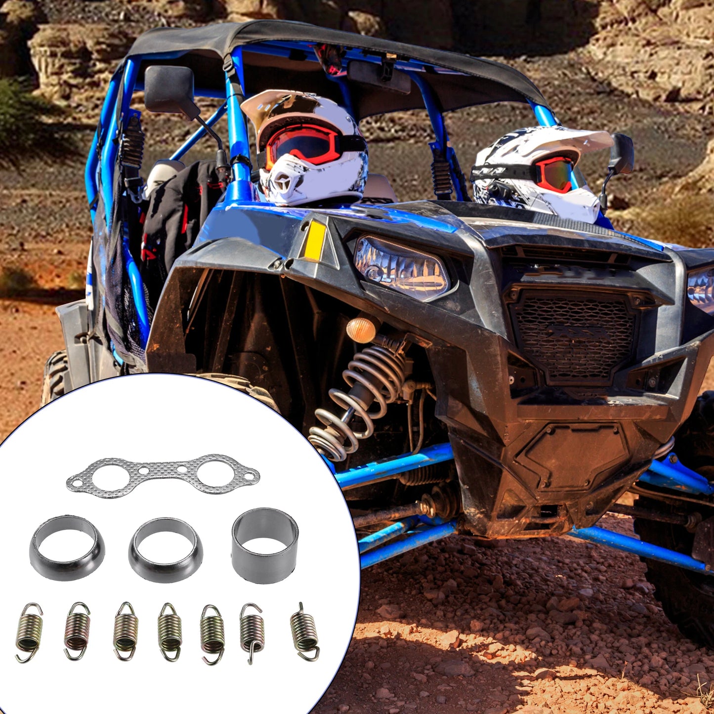 Exhaust Muffler Pipe Manifold Gasket Spring Rebuild Kit for Polaris RZR (2008–2023)