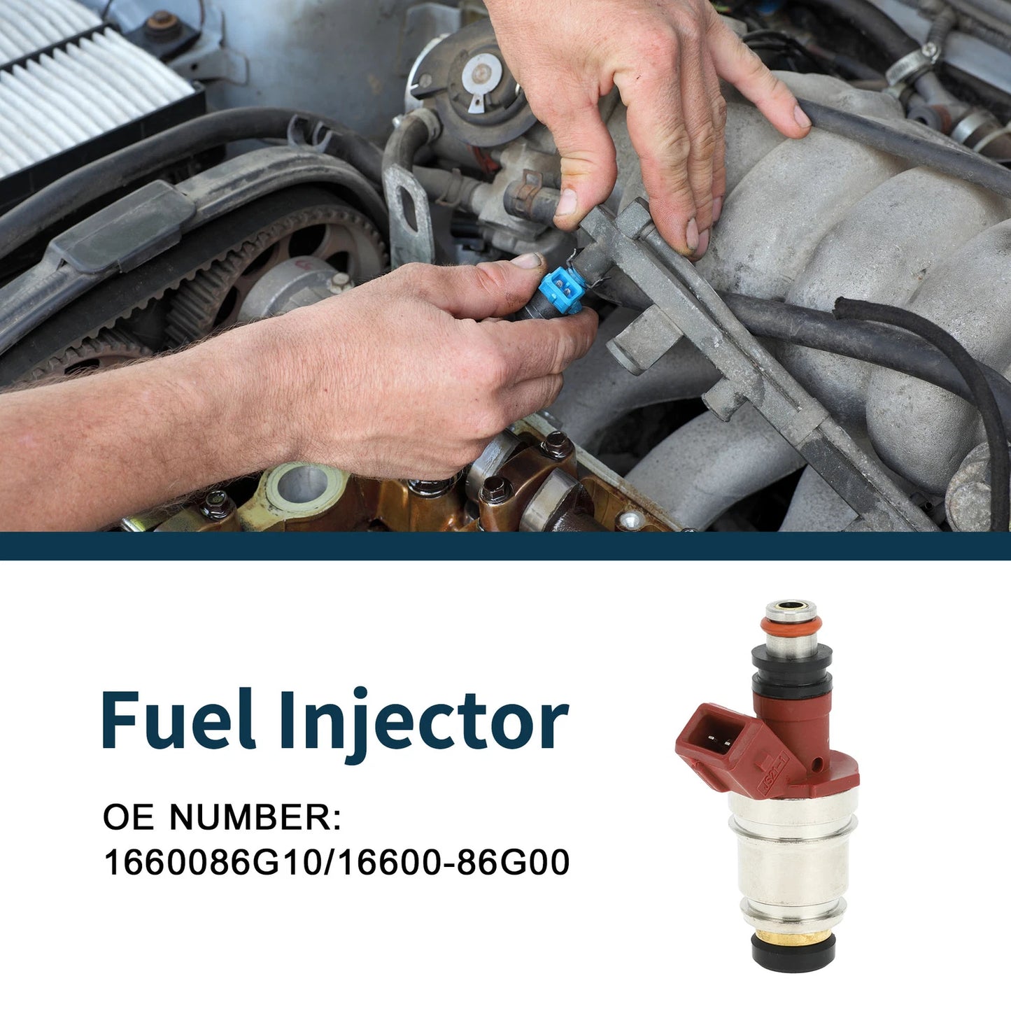 Fuel Injector No. 1660086G10 for Nissan D21 Base 2.4 (1990–1994) 1 Pc Wine Red