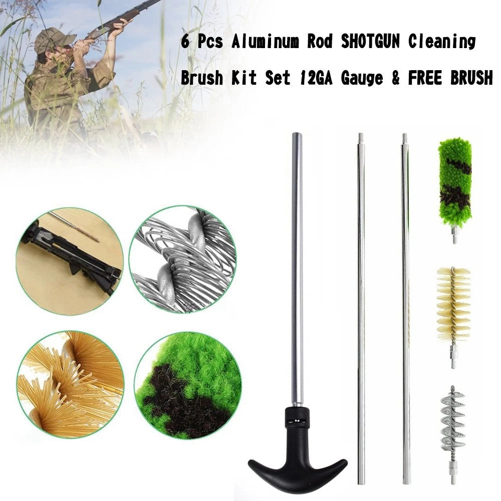 6X Cleaning Brush Kit for 12GA Shotgun with Aluminum Rod