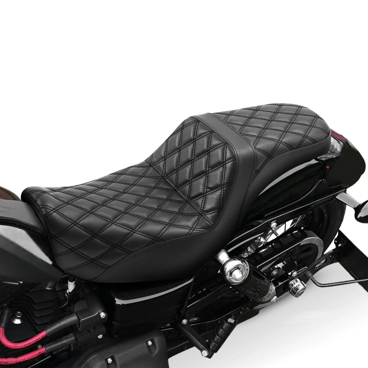 Black Driver Passenger Seat for Harley Dyna Super Glide Street Bob (2006-2017)
