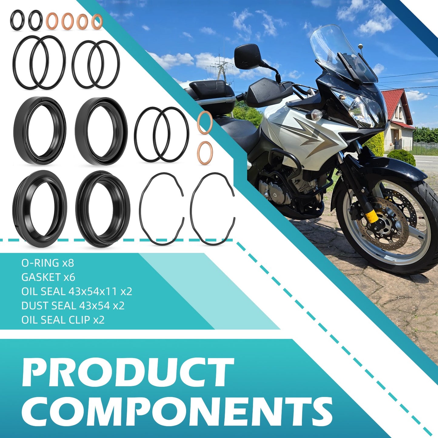 Fork Dust Oil Seal O-Ring Kit for Suzuki V-Strom 650 (2004–2011)