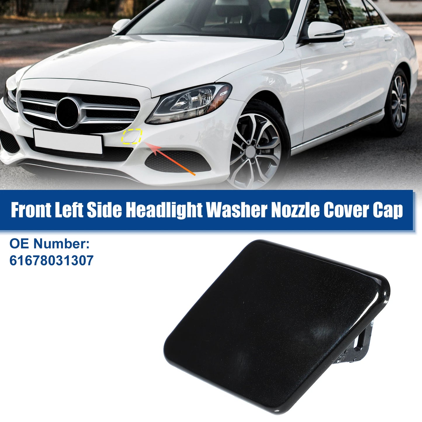 Left Front Headlight Washer Nozzle Cap for BMW 335i 335xi (2007–2013) No. 61678031307 Black