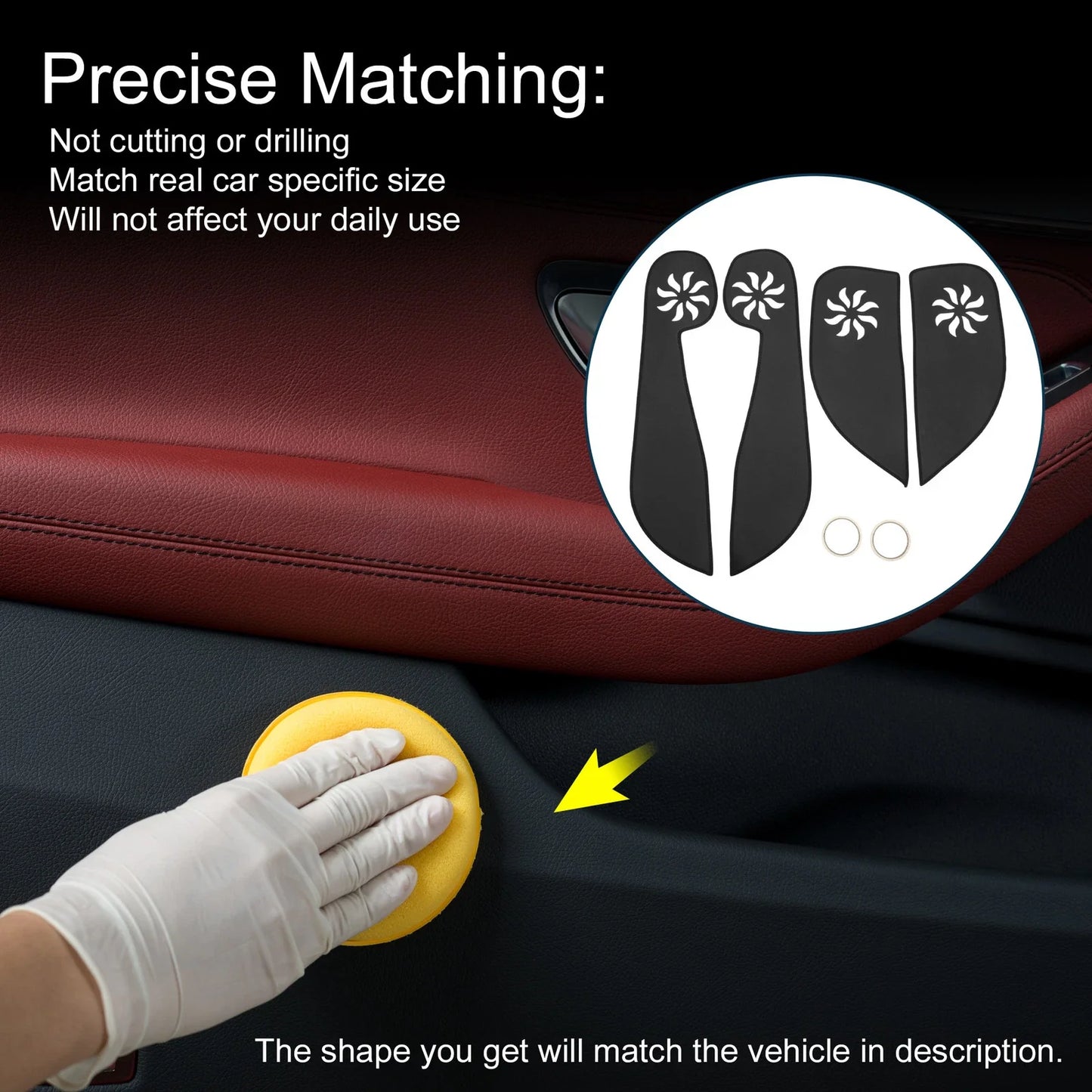 Car Door Anti Kick Pad Sticker Protector for Honda Fit (2000-2008) Black 1 Set