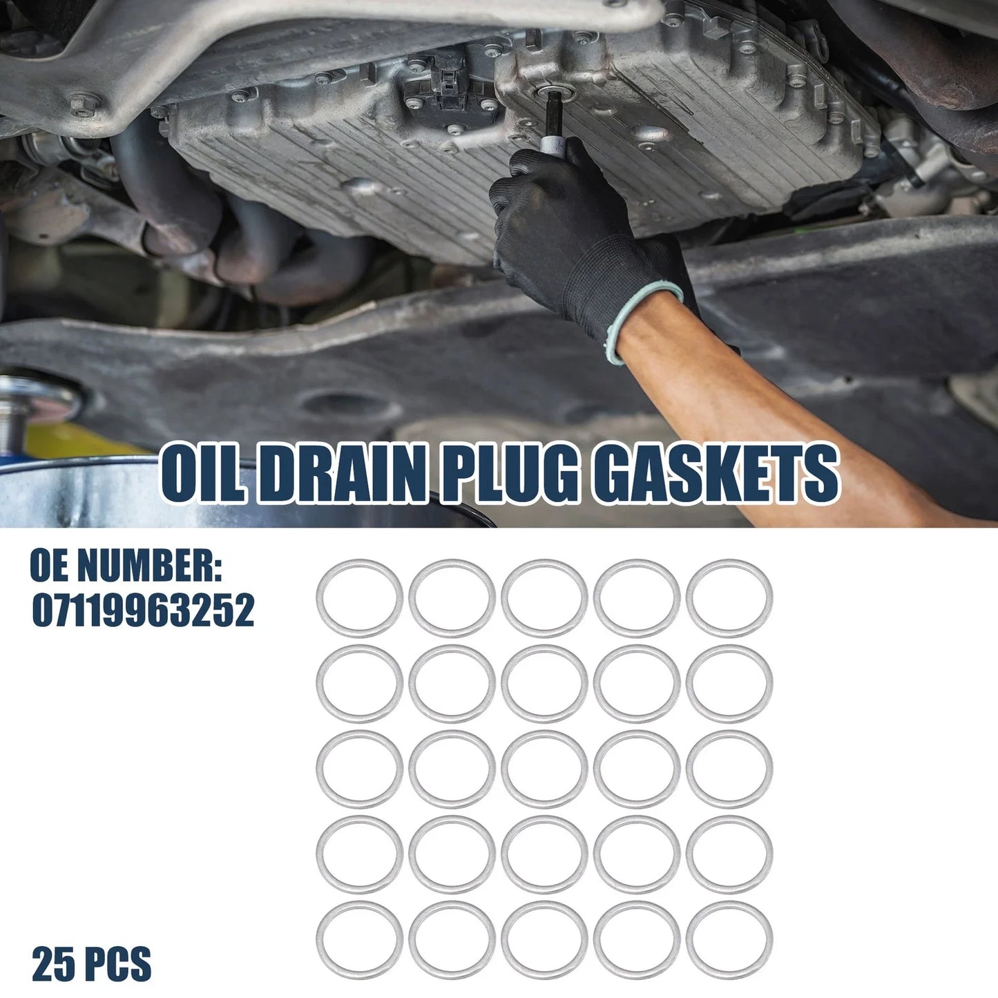 25 pcs Oil Drain Plug Gaskets 16mm ID for BMW 530i (1994-1995)