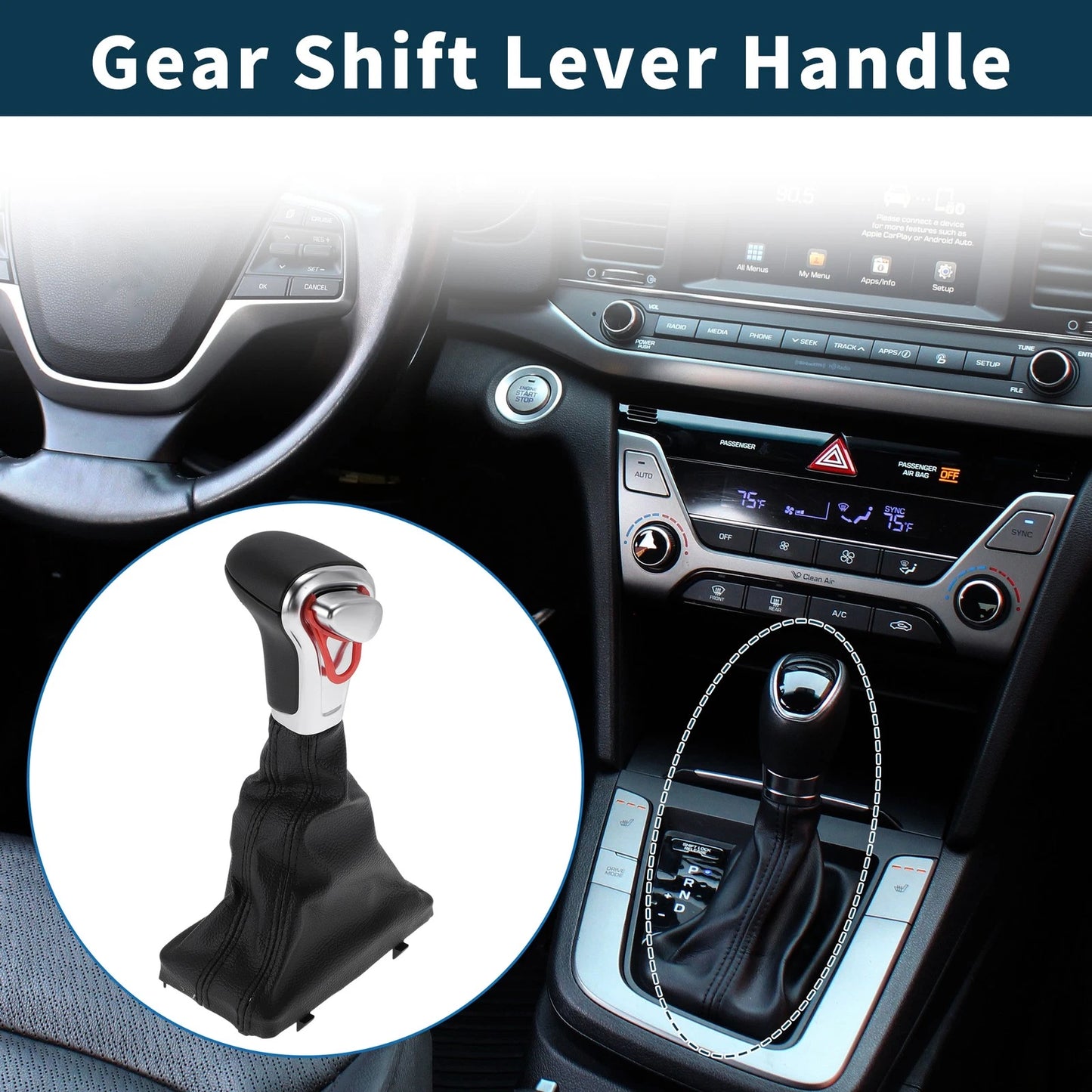 Gear Shift Knob Handle for Audi A3 8P (2004–2015) Plastic Faux Leather