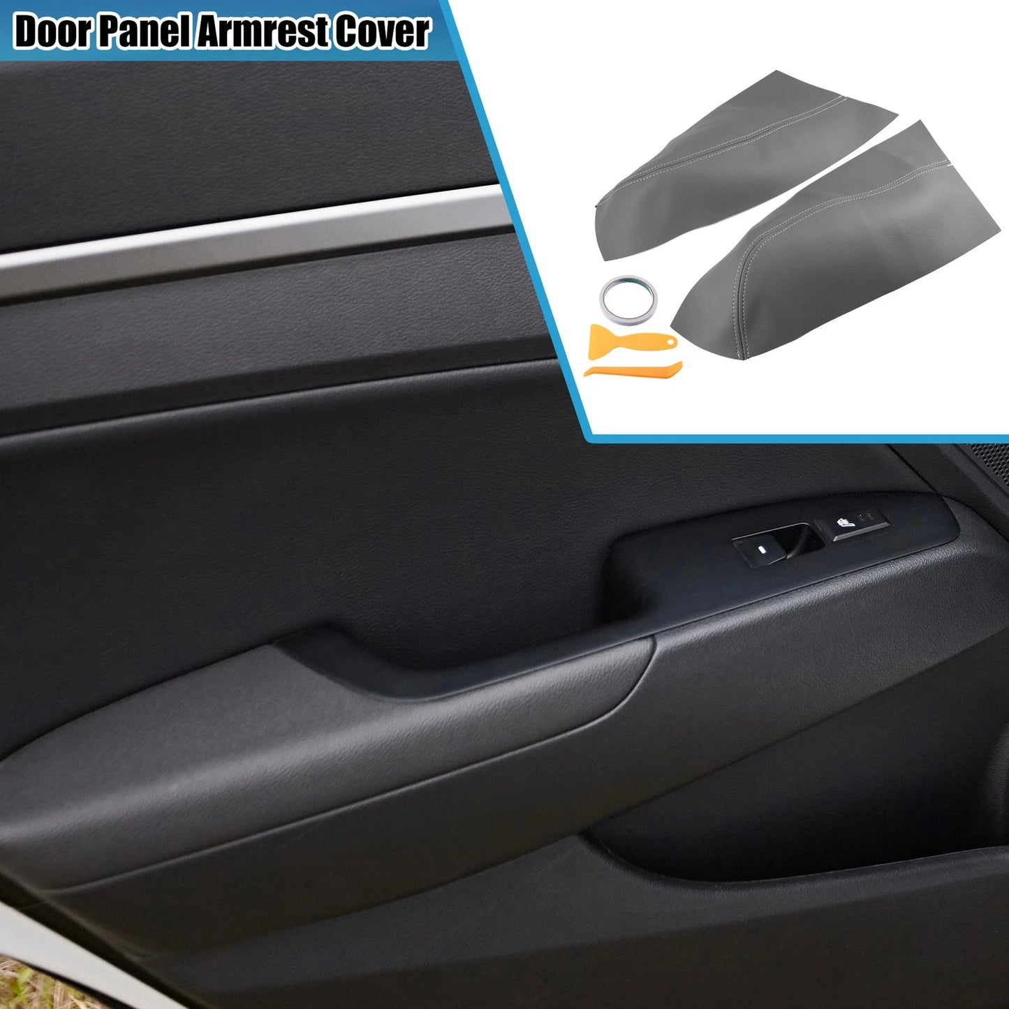 Set of 2 Rear Door Panel Armrest Covers for Honda Pilot (2009–2015) Gray