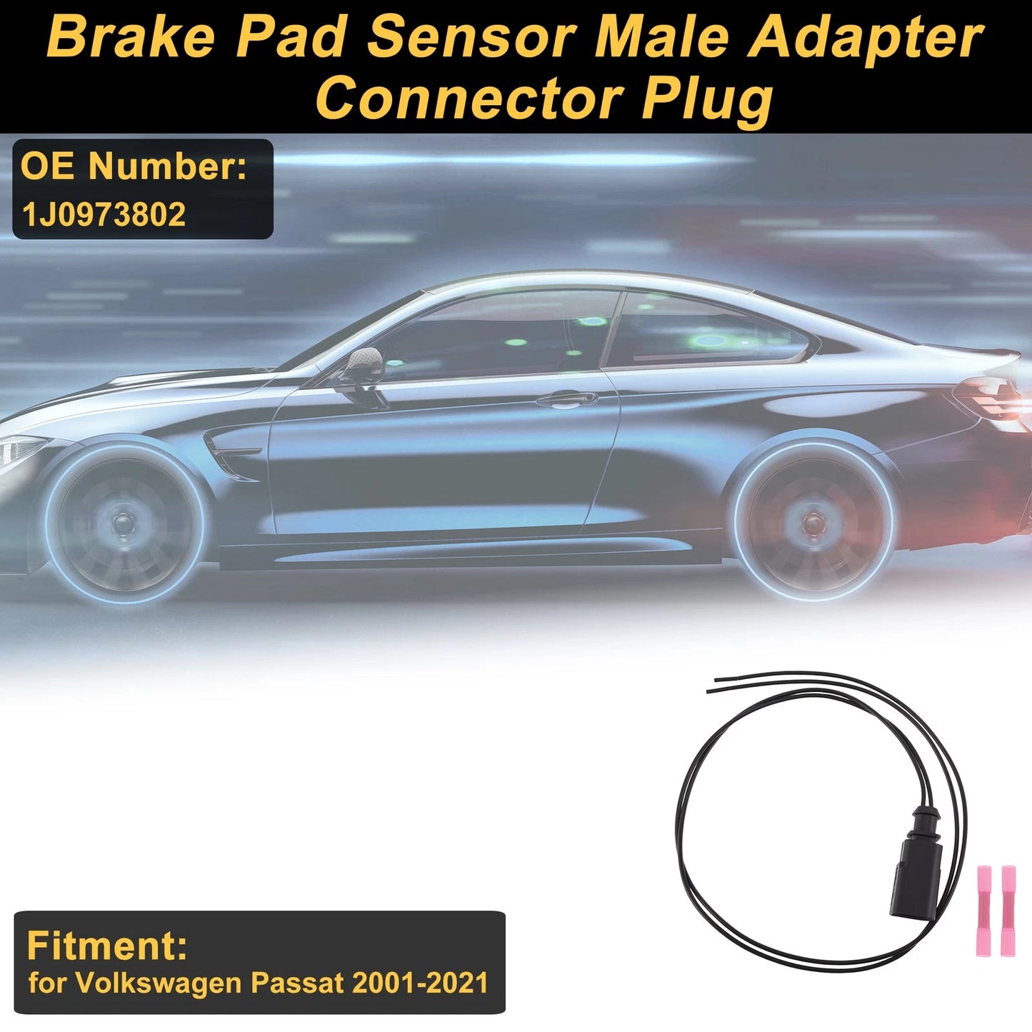 2 Pin Brake Pad Sensor Connector Plug for Volkswagen Passat (2001–2021) No. 1J0973802