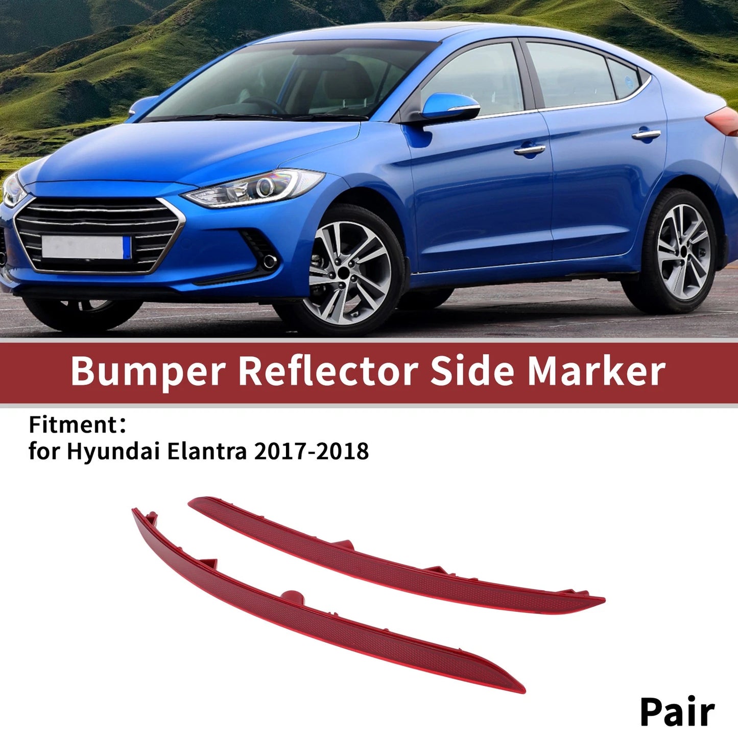 1 Pair Rear Bumper Reflectors for Hyundai Elantra (2017–2018) No. 92405F2000