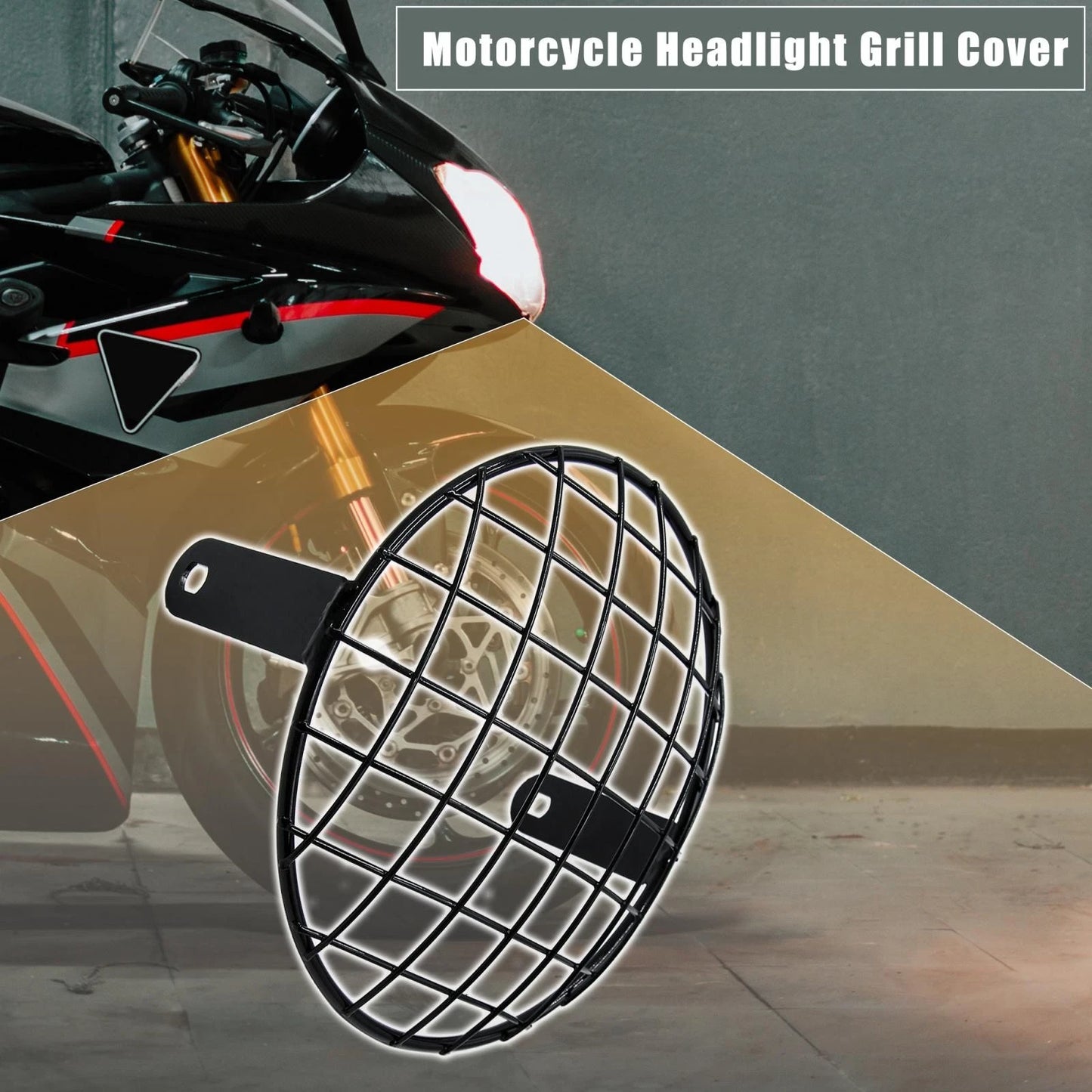 Headlight Mesh Grill Cover for Harley (7.8" Black Metal)
